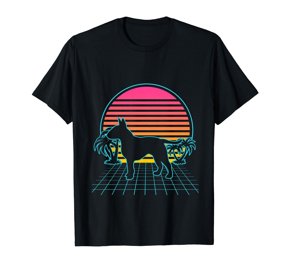 Bull Terrier Dog 80S Vaporwave Aesthetic T-Shirt - Novelty Apparel Unisex
