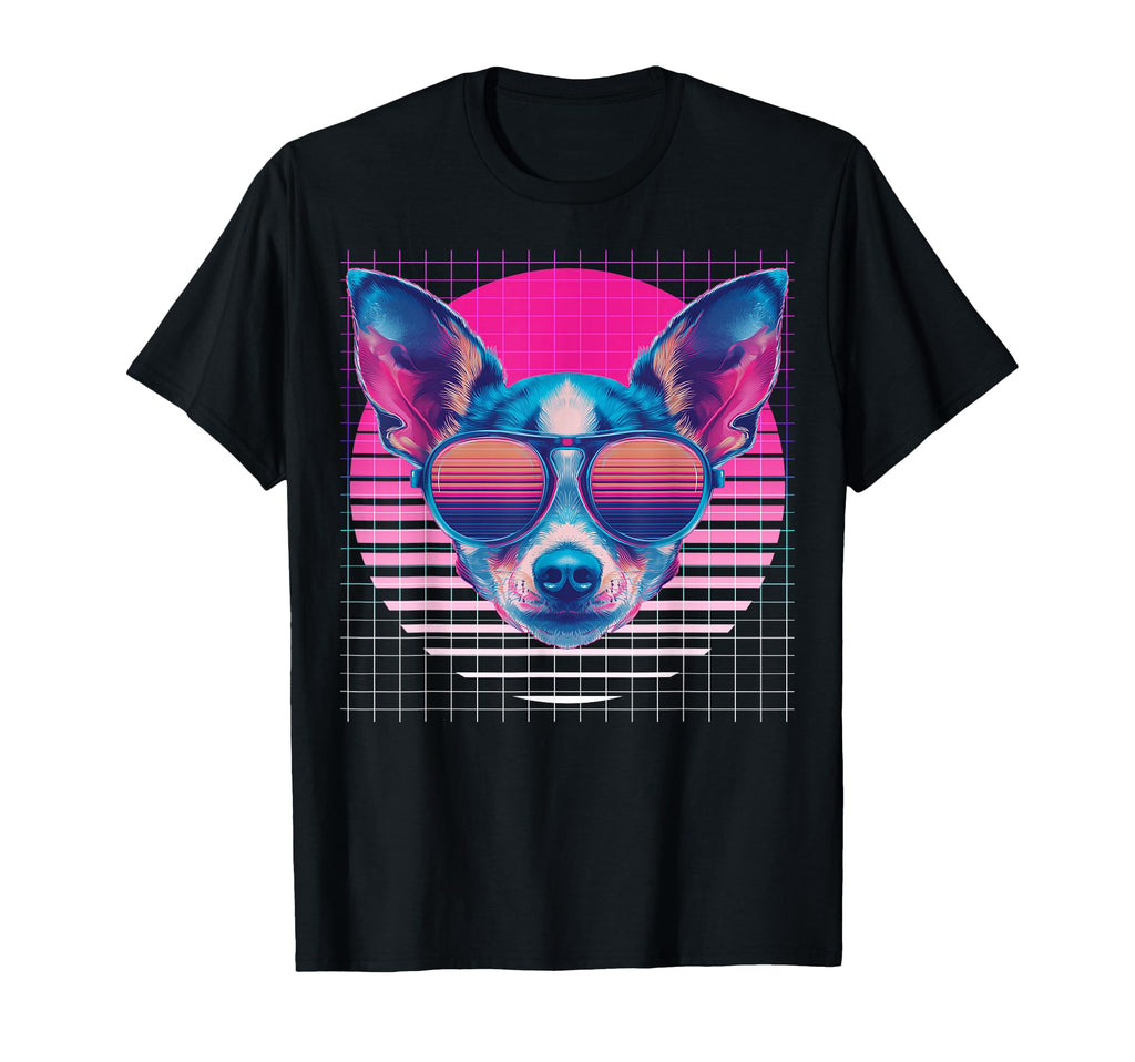 Chihuahua Sunglasses Dog Vaporwave T-Shirt - Graphic Print Men Women