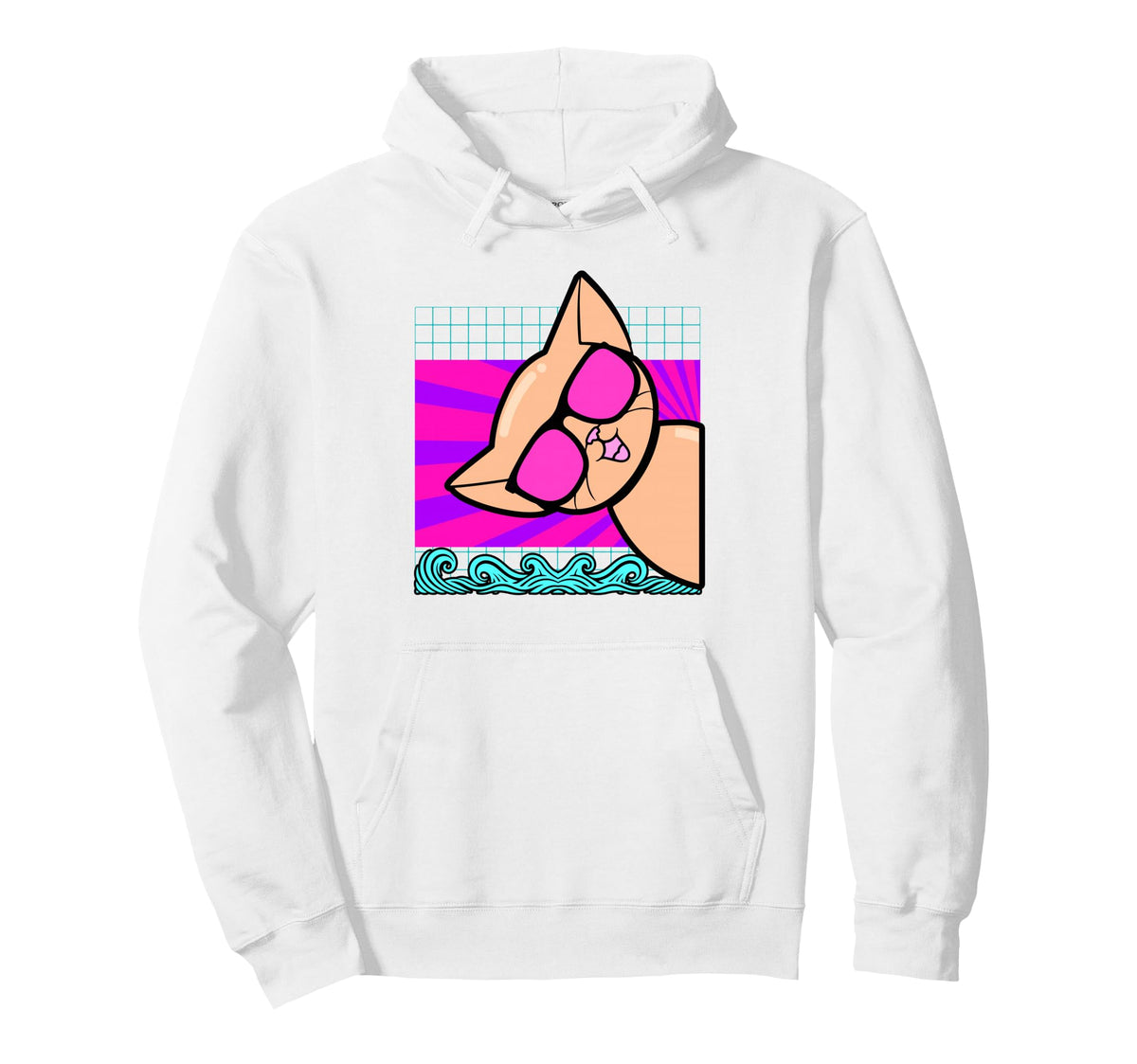 Aesthetic Vaporwave Outfits Cat Hoodie - Custom Art Print for Adults