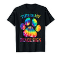 Tie Dye This Is My Peace Sign Dog Paw T-Shirt - Graphic Print Men Women
