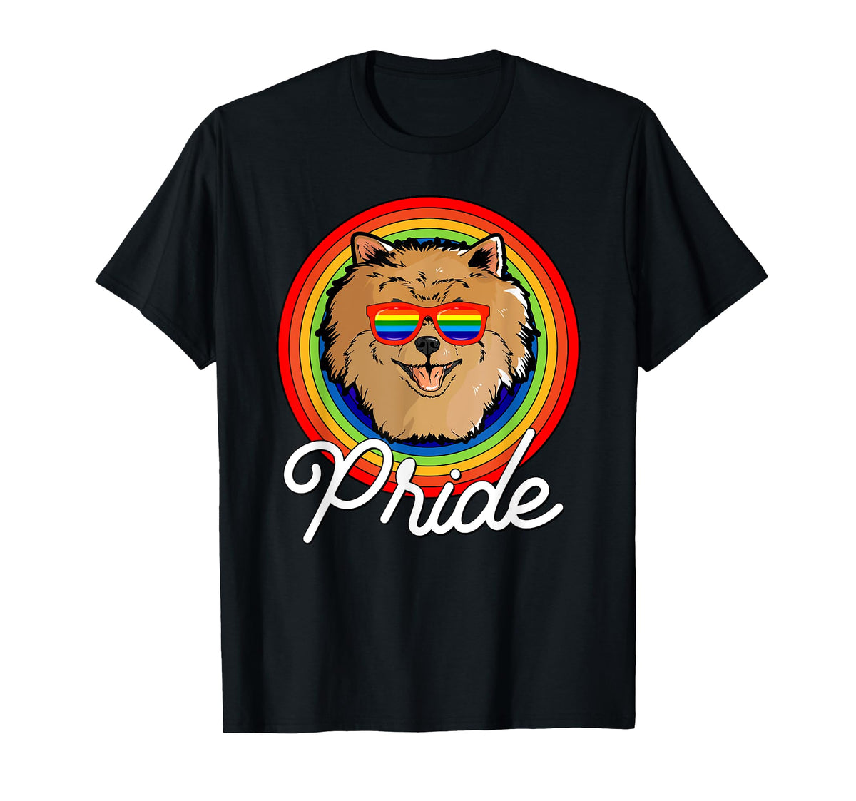 Pomeranian Lgbt Pride Dog Rainbow T-Shirt - Casual Everyday Wear Men Women