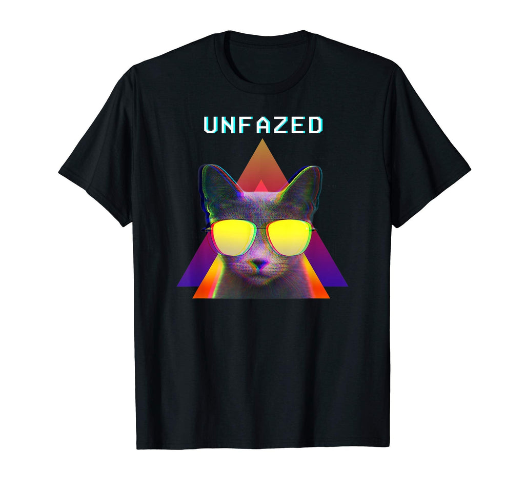 80S Vaporwave Aesthetic Unfazed Cat T-Shirt - Unique Graphic Men Women