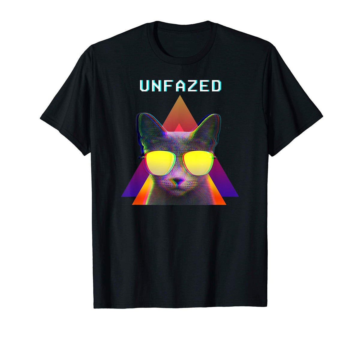 80S Vaporwave Aesthetic Unfazed Cat T-Shirt - Unique Graphic Men Women