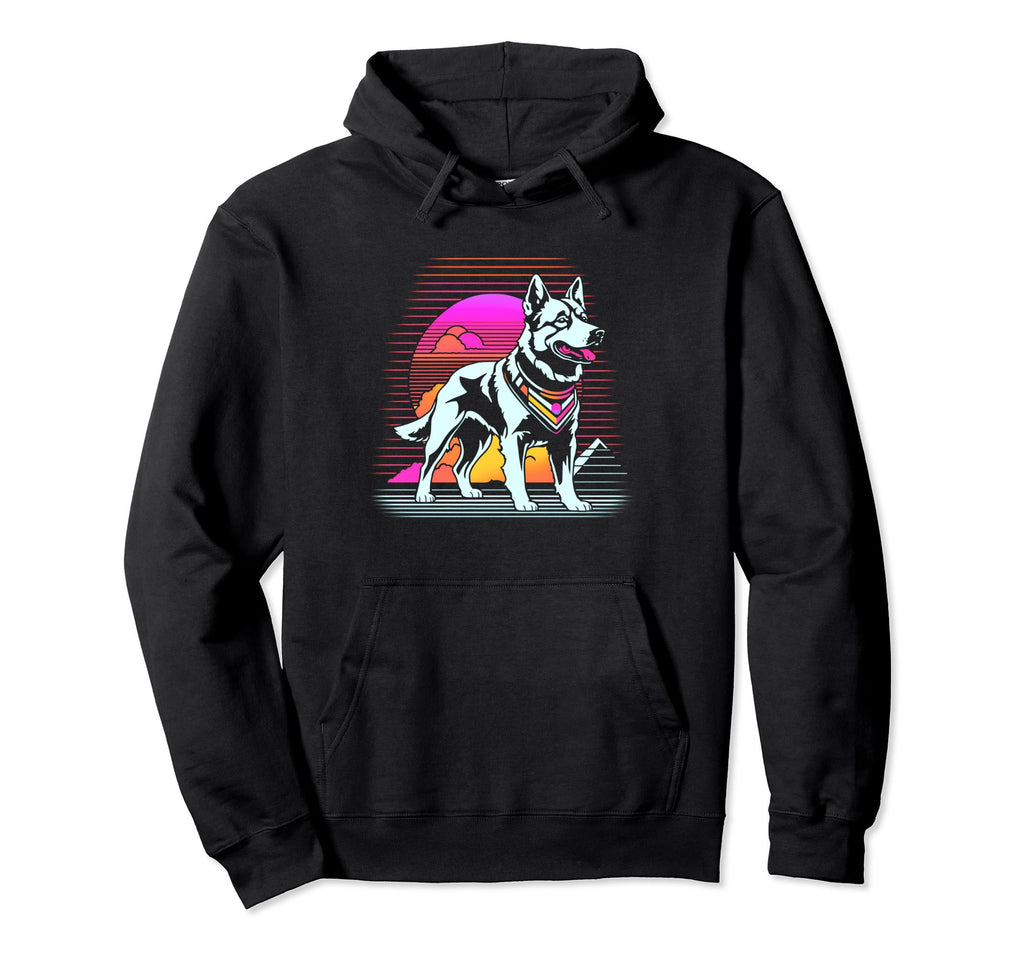 Sunset Vaporwave Aesthetic Dog Hoodie - Casual Everyday Wear for Adults