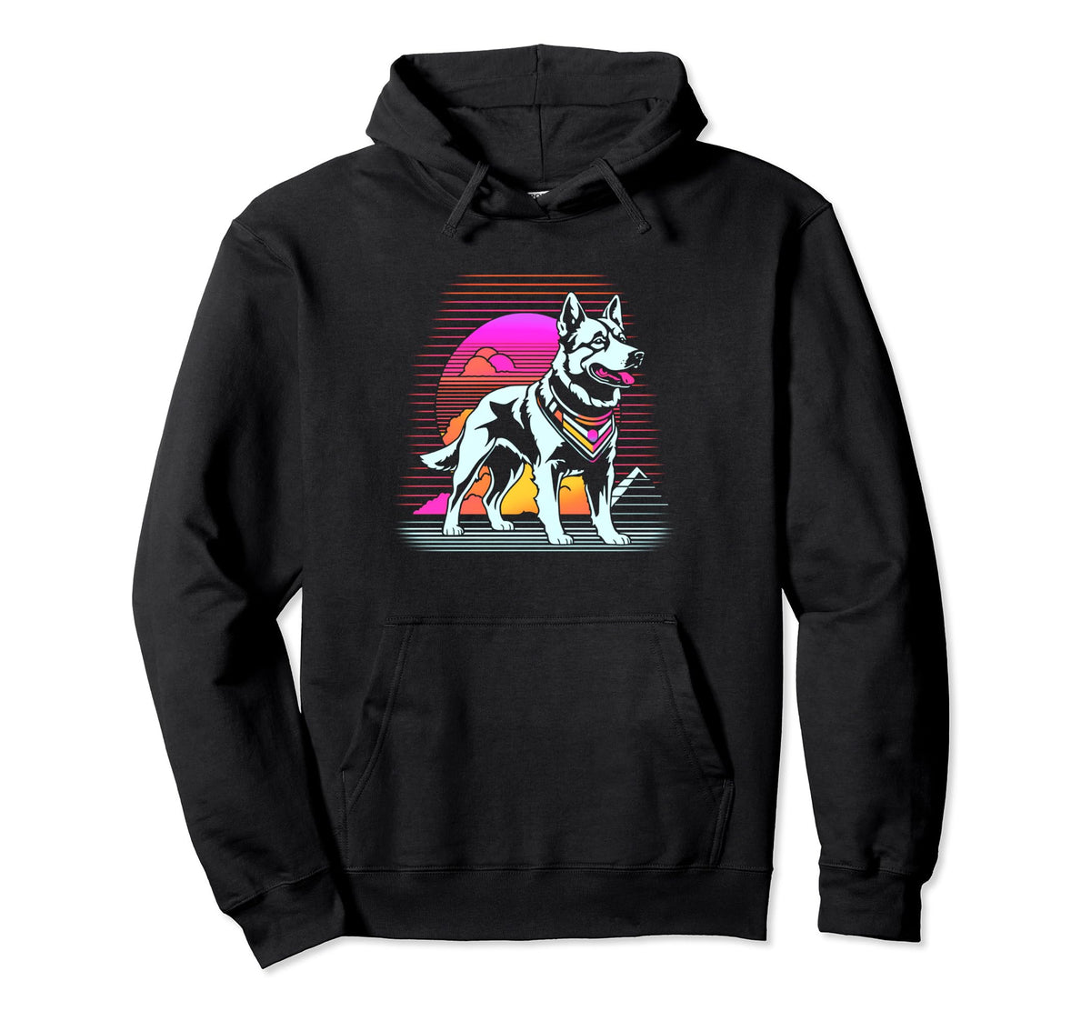 Sunset Vaporwave Aesthetic Dog Hoodie - Casual Everyday Wear for Adults