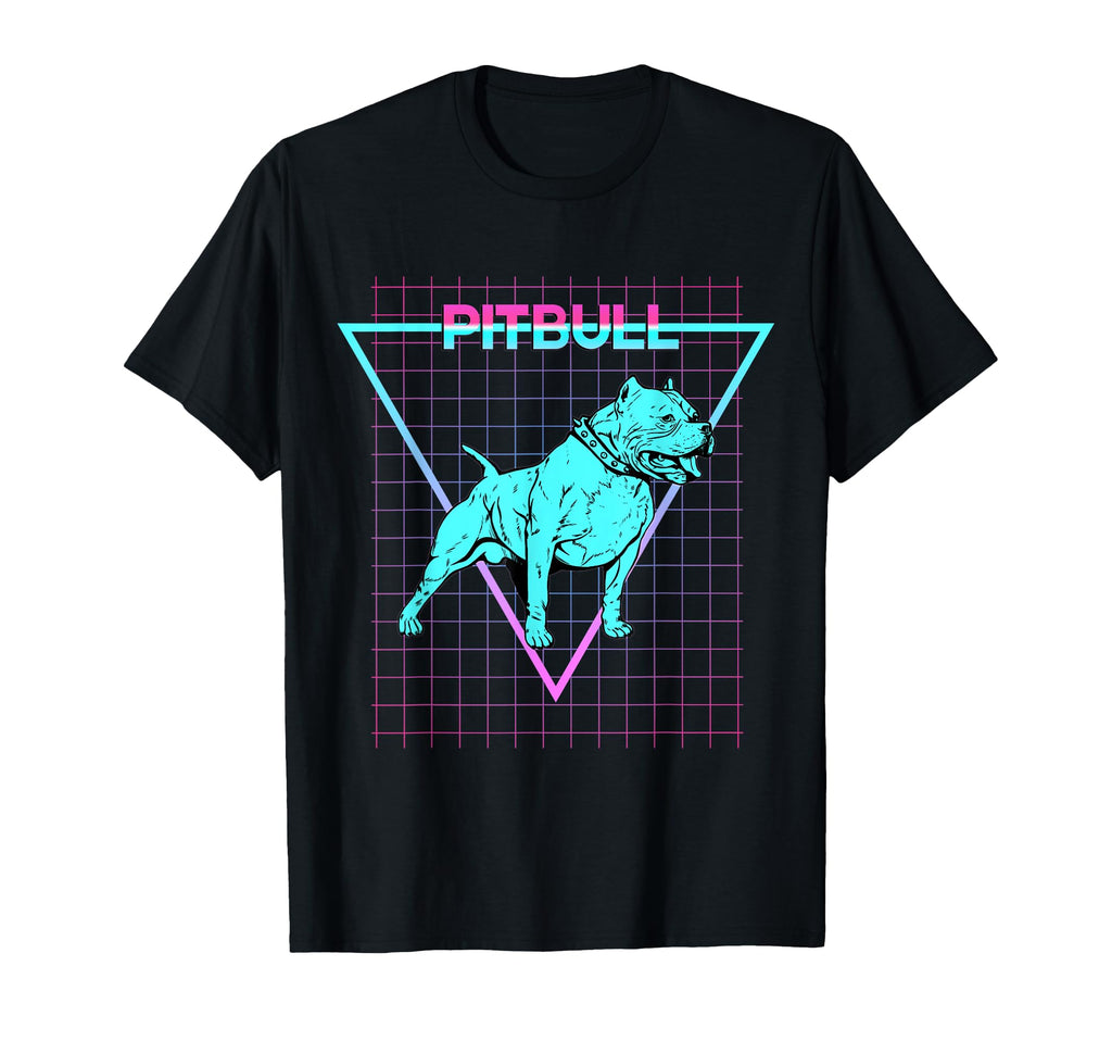 Pitbull Terrier Dog Vaporwave Aesthetic T-Shirt - Trendy Graphic Unisex