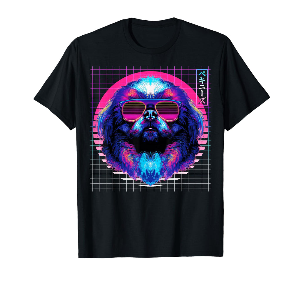 Pekingese Sunglasses Dog Vaporwave T-Shirt - Streetwear Style Men Women