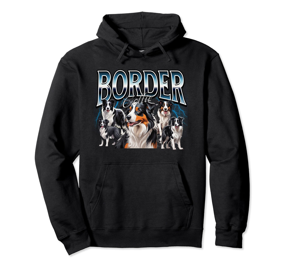 Border Collie Dog 90S Bootleg Grunge Rap Hoodie - Trendy Graphic for Adults