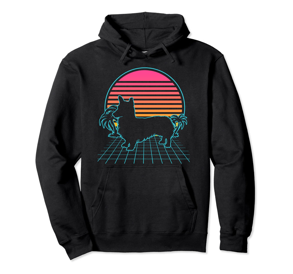 Corgi Dog 80S Vaporwave Aesthetic Hoodie - Novelty Apparel for Adults