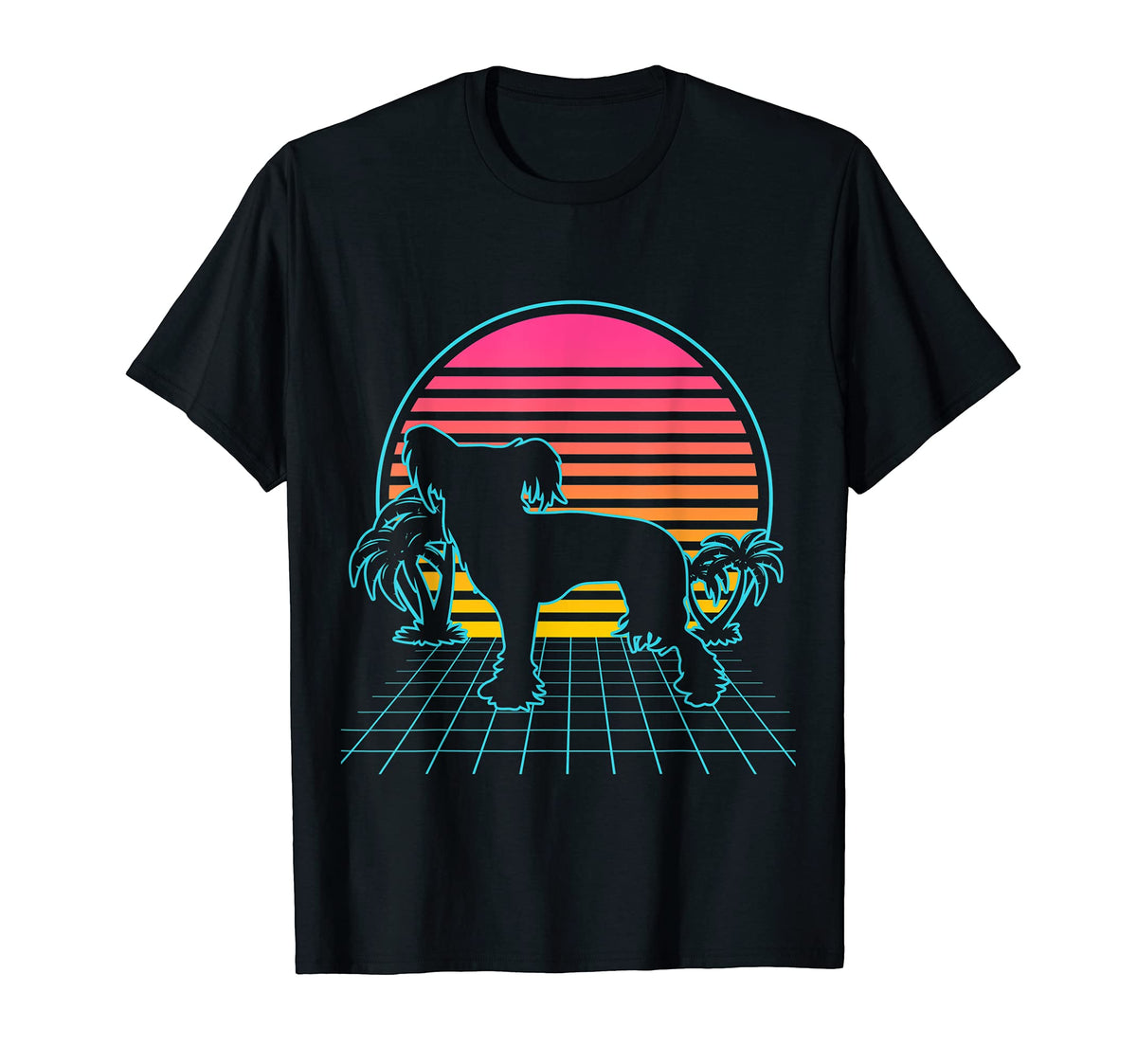 Chinese Crested Dog 80S Vaporwave T-Shirt - Novelty Apparel for Adults