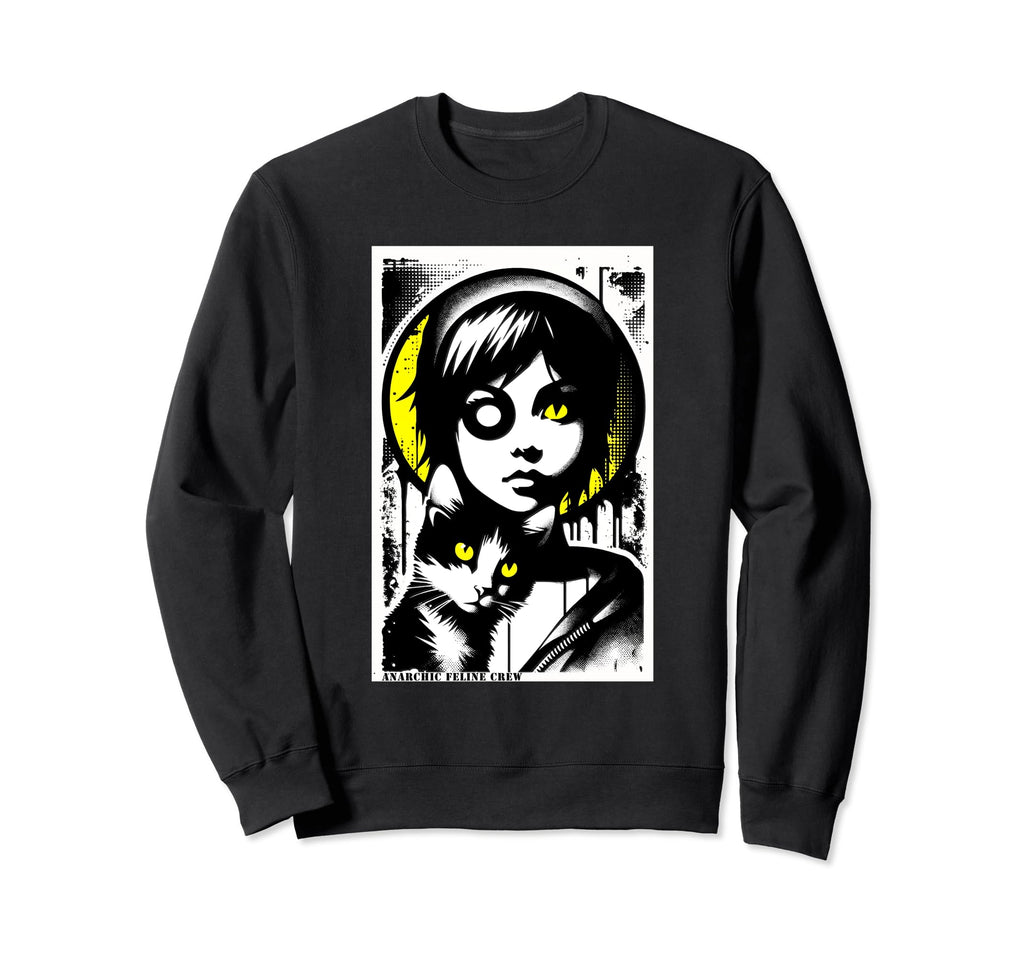 Punk And Cat Graffiti Grunge 90S Sweatshirt - Custom Art Print for Adults