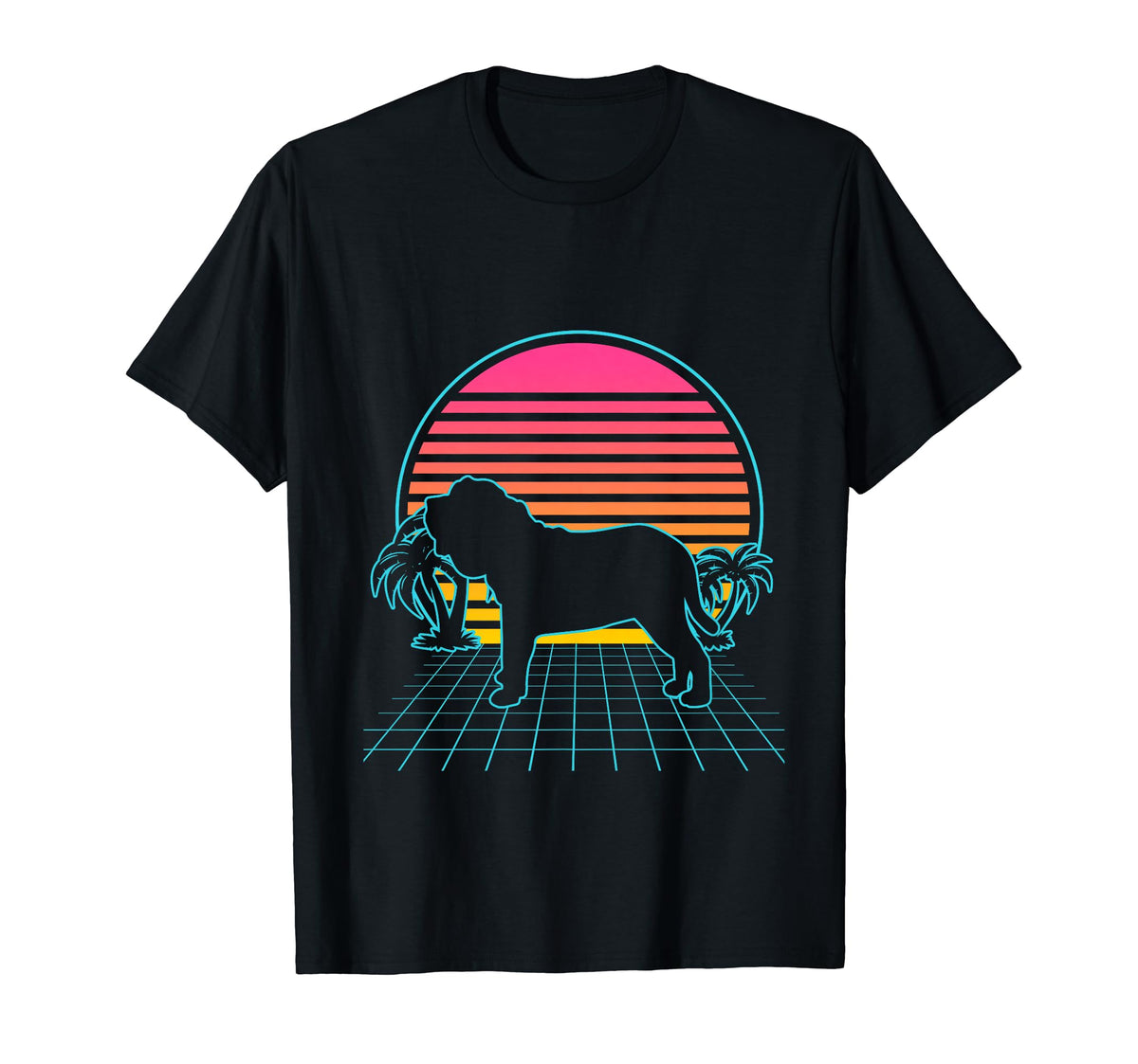 Neapolitan Mastiff Dog 80S Vaporwave T-Shirt - Casual Everyday Wear Unisex