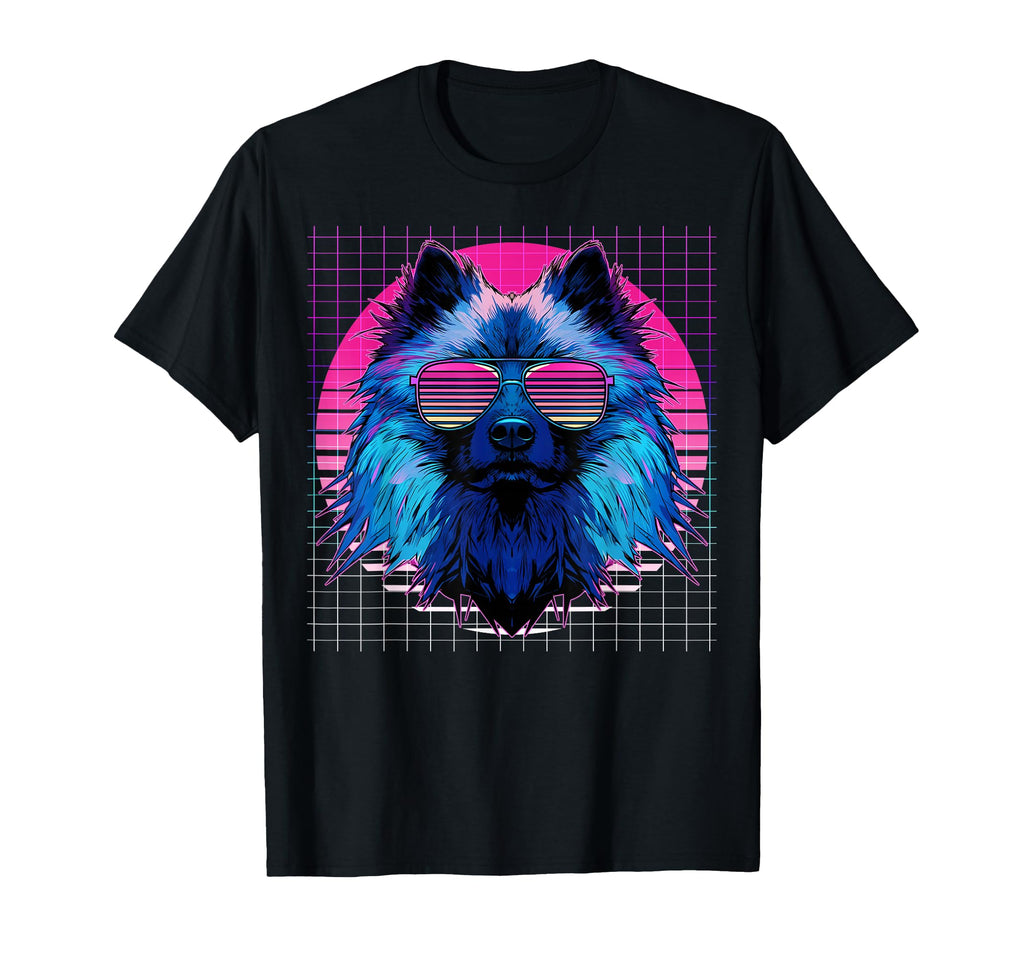 Keeshond Sunglasses Dog Vaporwave Aesthetic T-Shirt - Unique Graphic Unisex