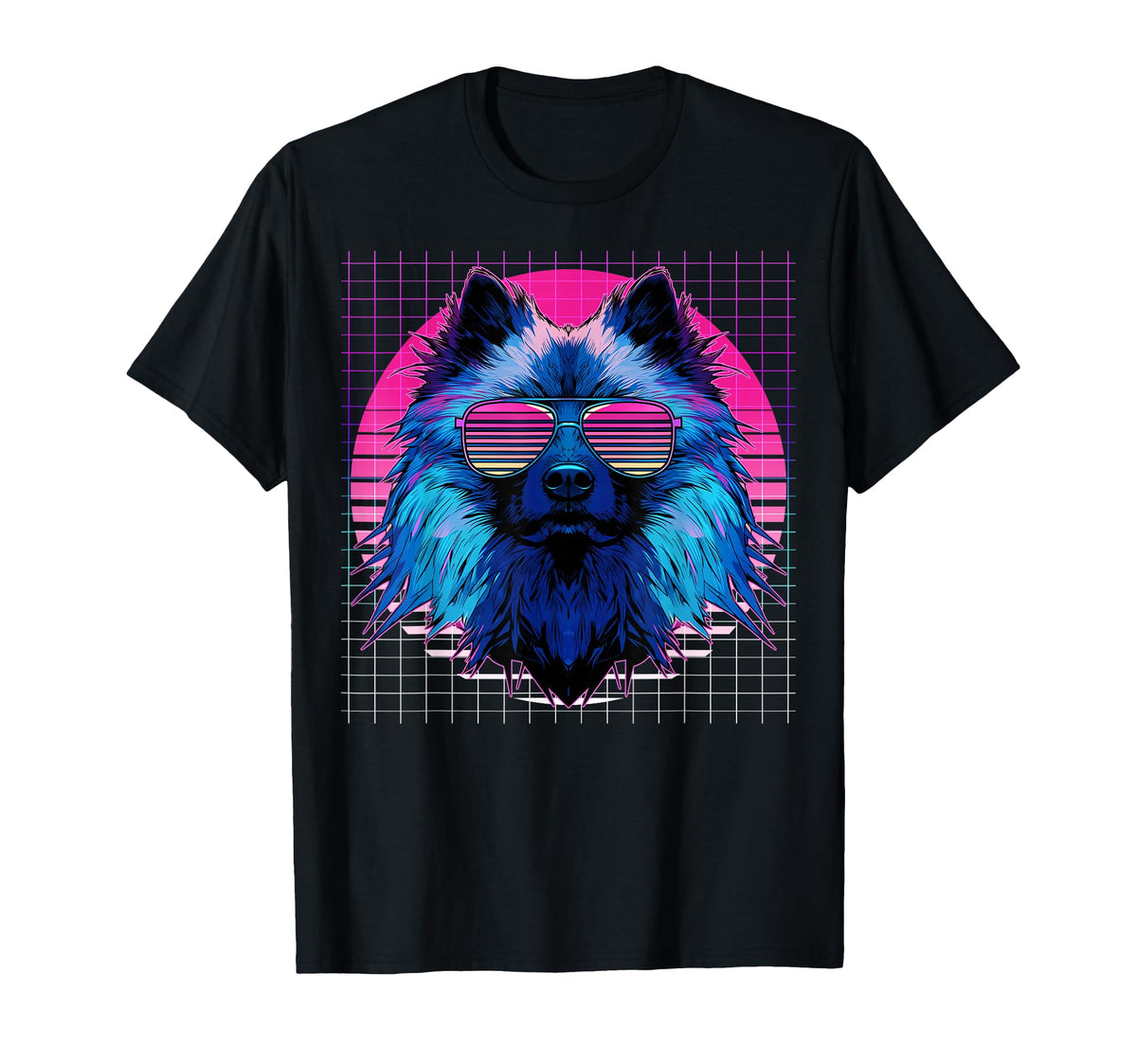 Keeshond Sunglasses Dog Vaporwave Aesthetic T-Shirt - Unique Graphic Unisex