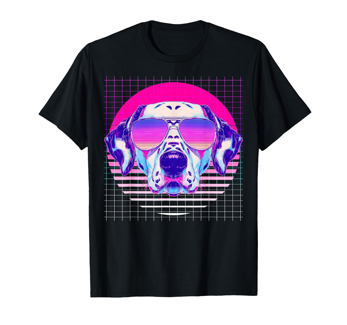 Dalmatian Sunglasses Dog Vaporwave T-Shirt - Graphic Print Men Women