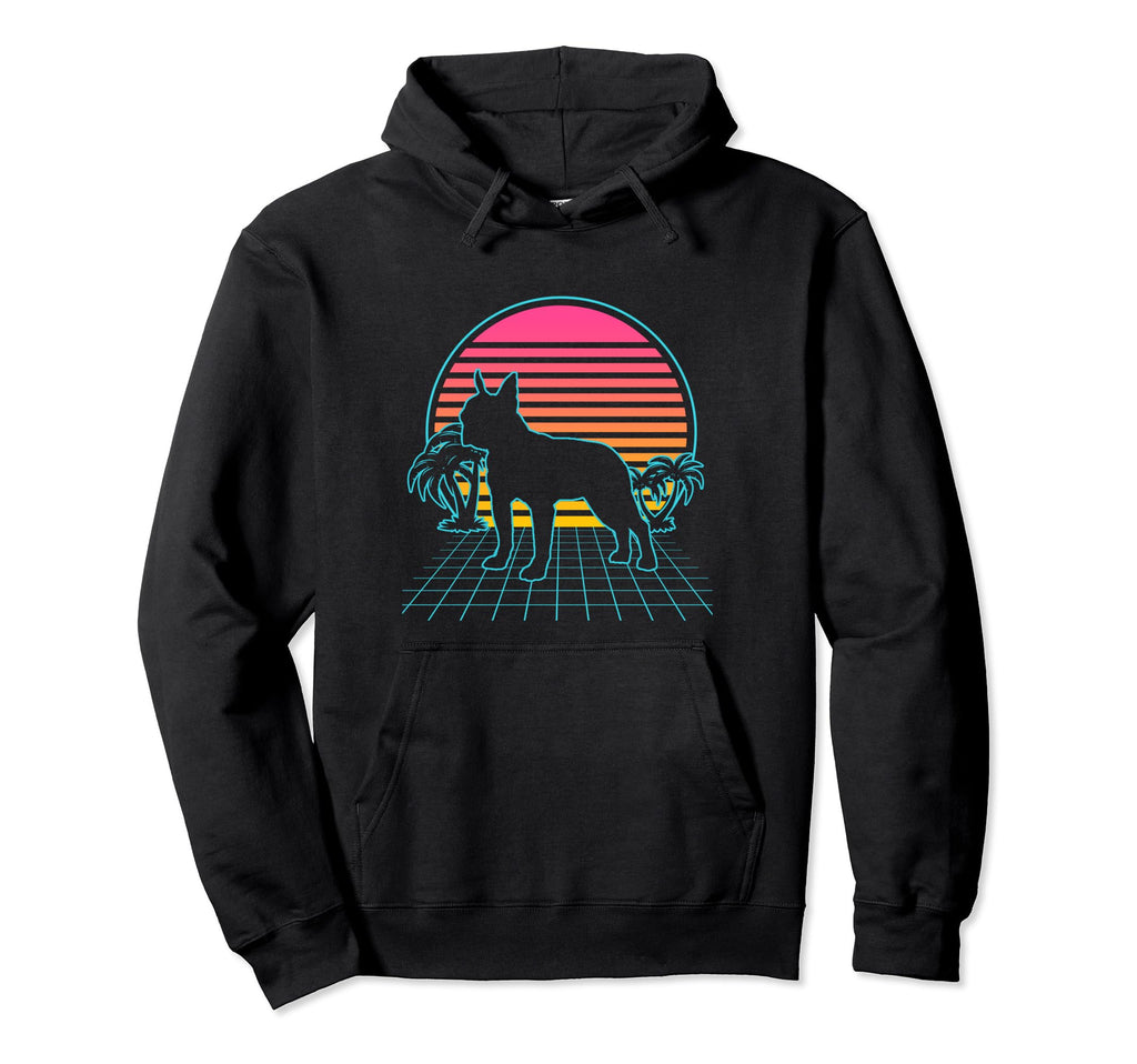 Boston Terrier Dog 80S Vaporwave Hoodie - Trendy Graphic for Adults