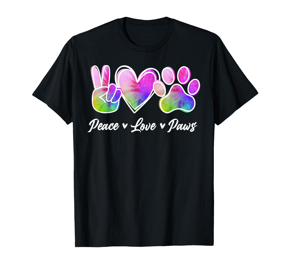 Tie Dye Peace Love Paw Pet Animal Dog T-Shirt - Trendy Graphic for Adults