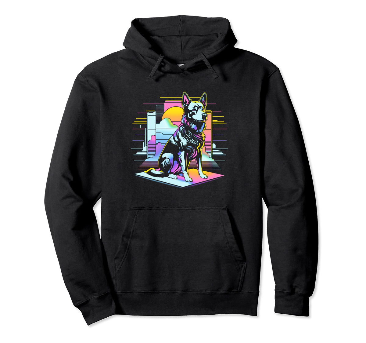 Sunset Vaporwave Aesthetic Dog Hoodie - Minimalist Print Unisex