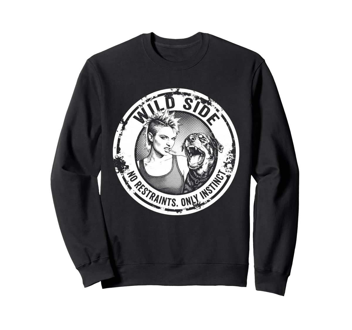 Punk And Dog 90S Grunge Badge Sweatshirt - Streetwear Style Men Women
