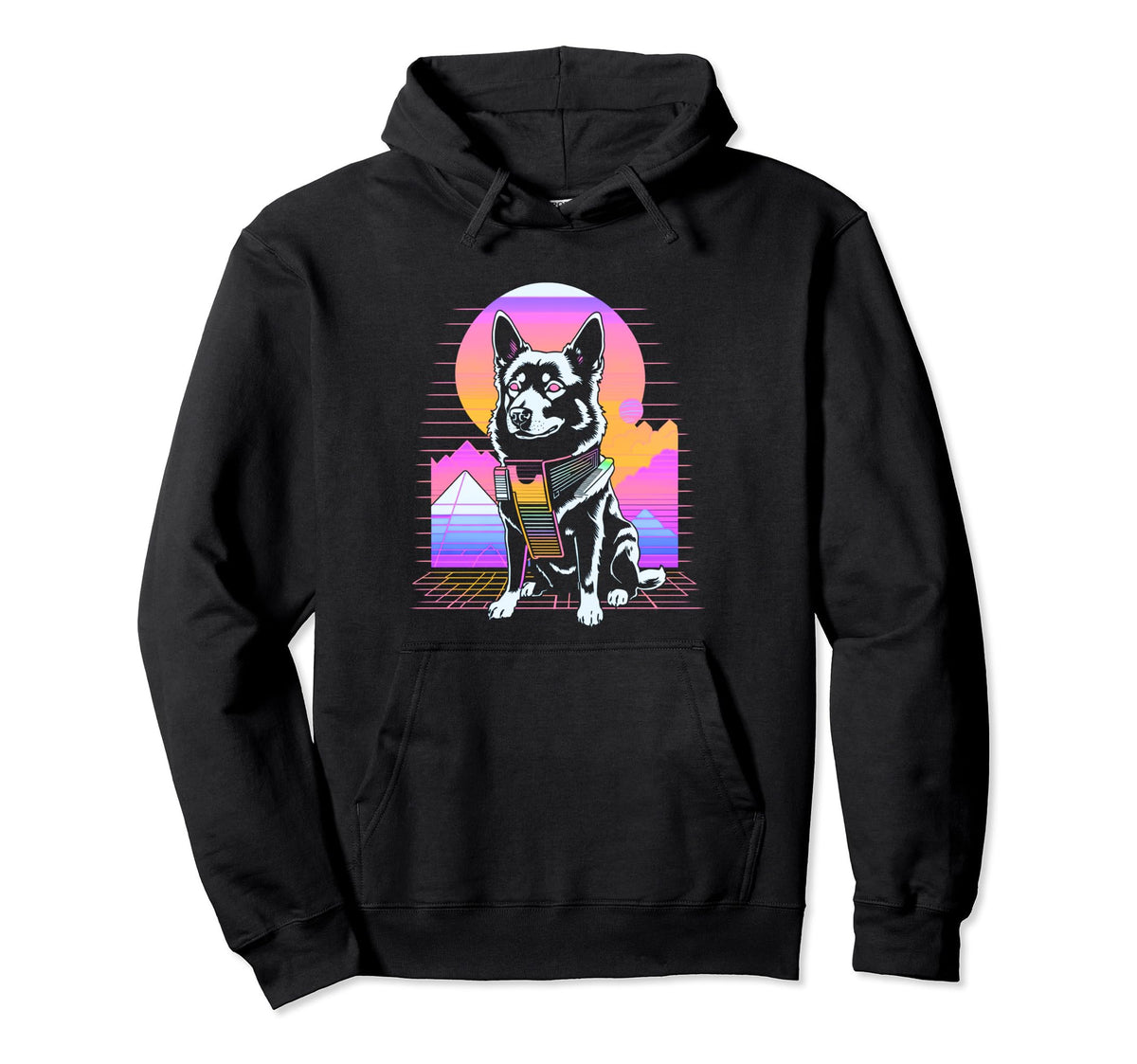 Vaporwave Aesthetic Dog Hoodie - Aesthetic Graphic Men Women
