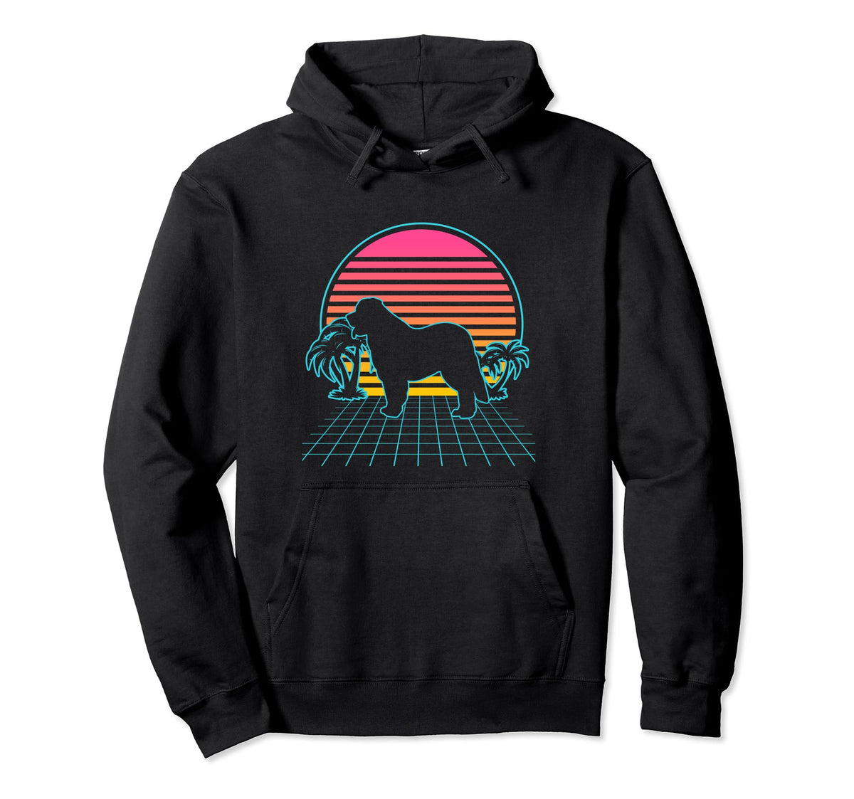 Leonberger Dog 80S Vaporwave Aesthetic Hoodie - Trendy Graphic Unisex