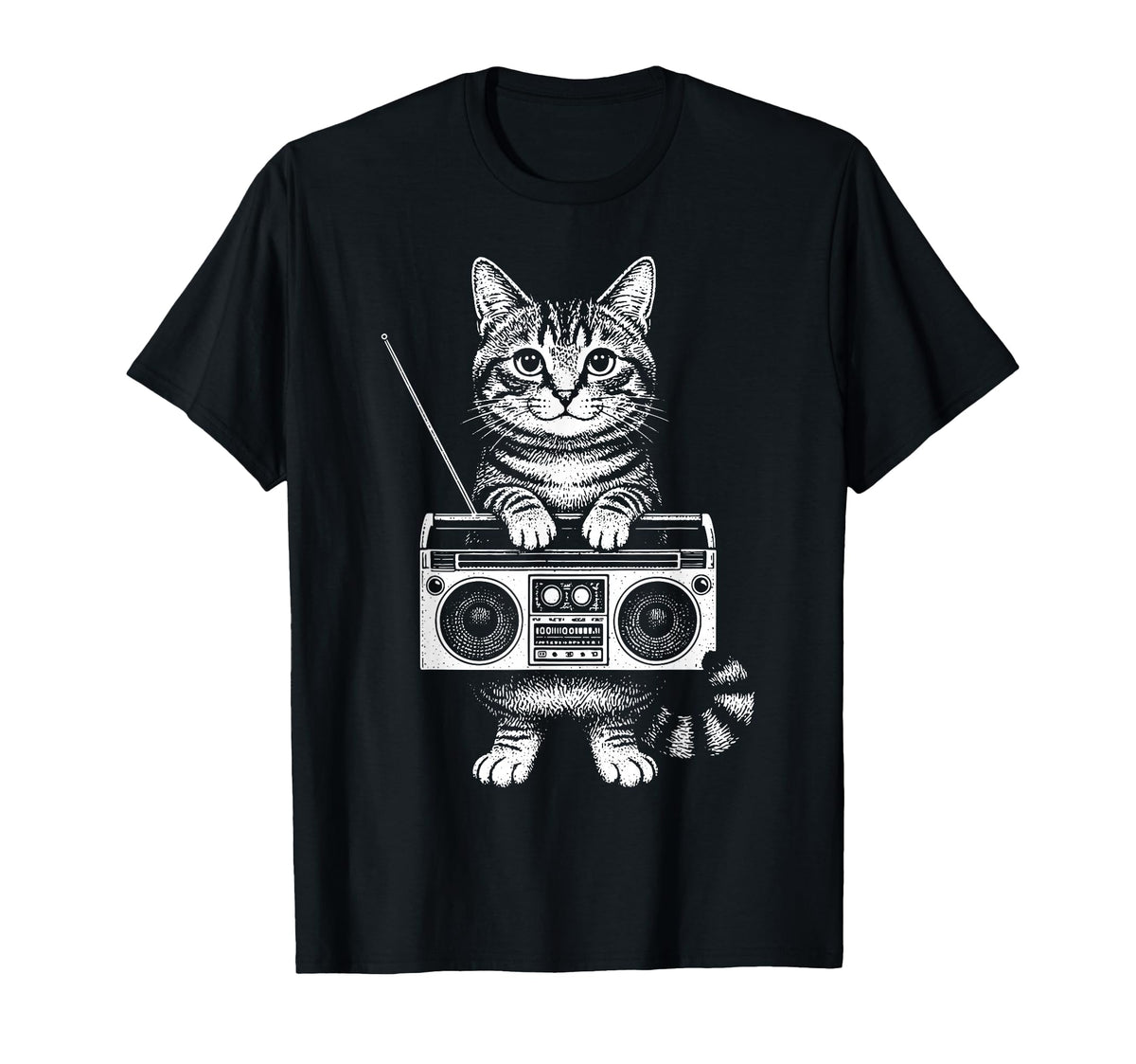 Cat Boombox Kitten Box Radio Cd Player T-Shirt - Graphic Print Men Women