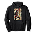 Distressed Cat Playing Guitar 90S Punk Hoodie - Novelty Apparel for Adults