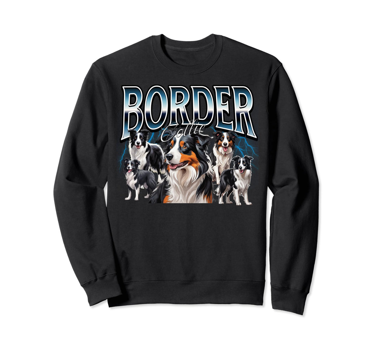 Border Collie Dog 90S Bootleg Sweatshirt - Custom Art Print Men Women