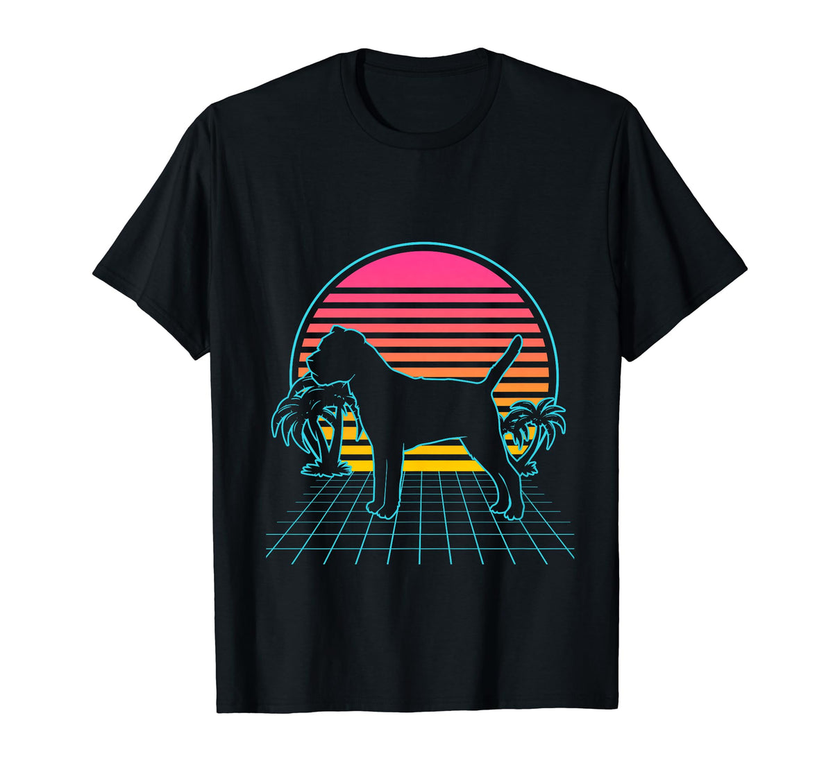 Border Terrier Dog 80S Vaporwave T-Shirt - Aesthetic Graphic Unisex