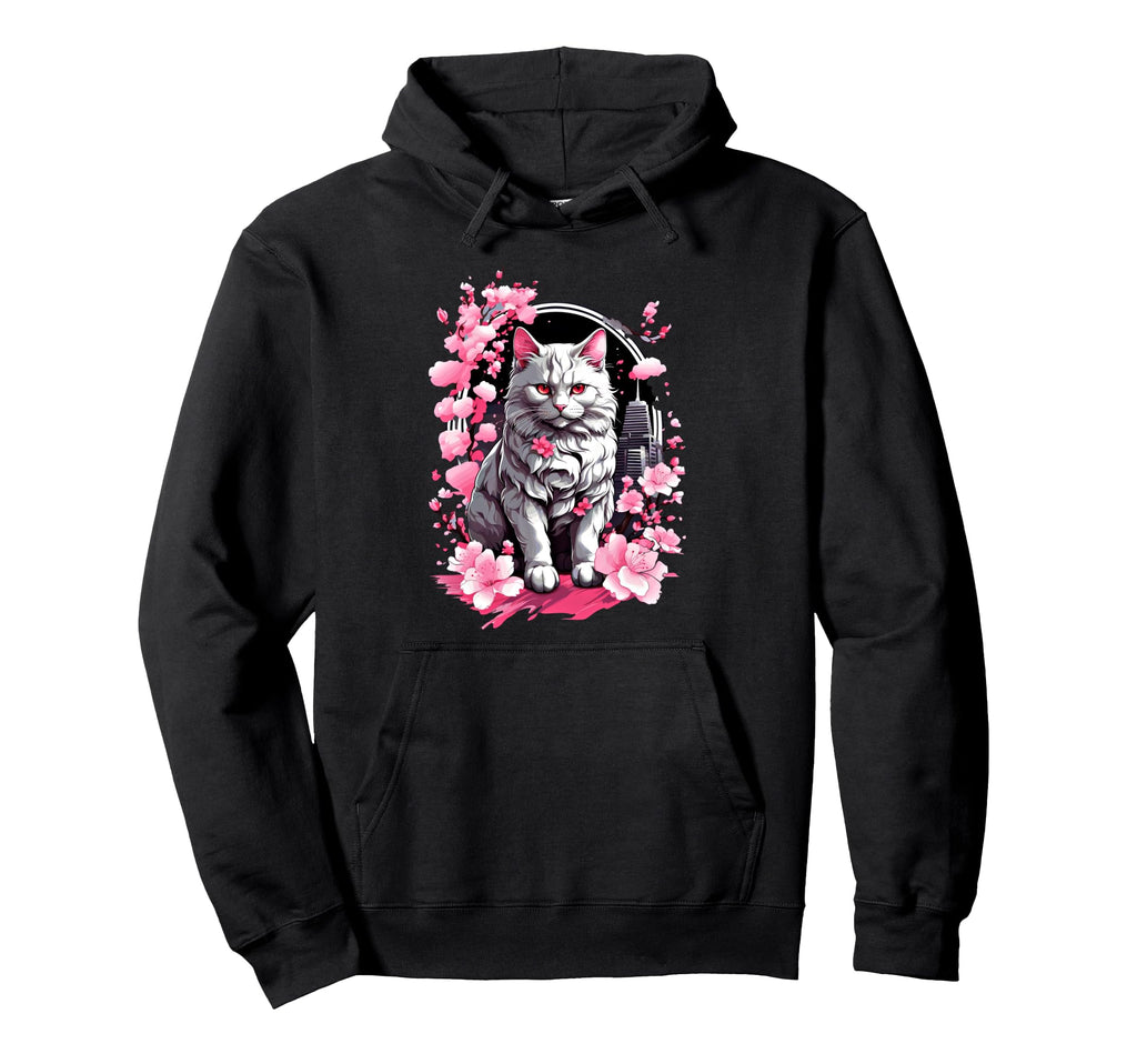 Anime Cat Japanese Vaporwave Hoodie - Streetwear Style for Adults