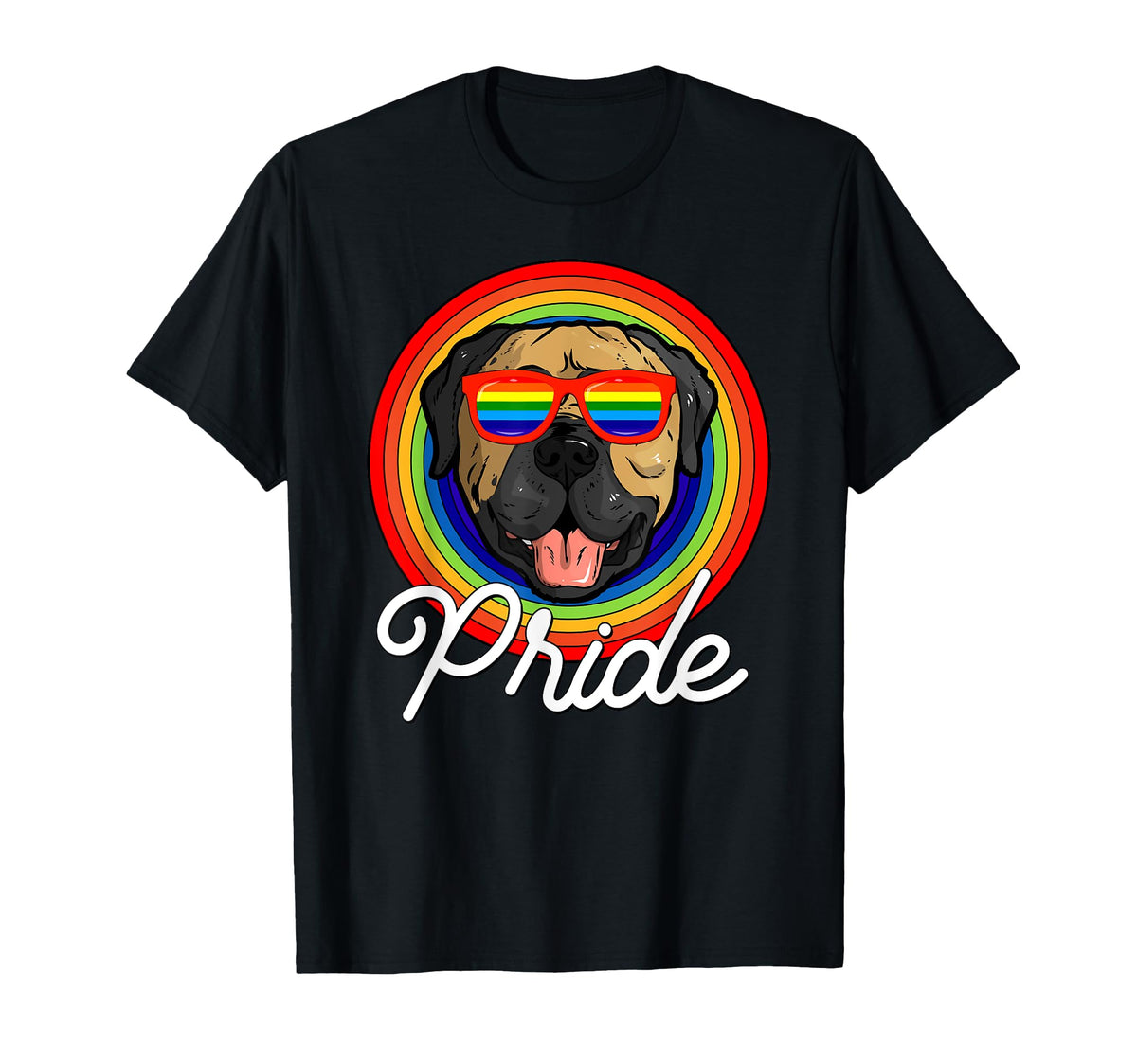 Mastiff Lgbt Pride Dog Rainbow T-Shirt - Fun Novelty Design Unisex