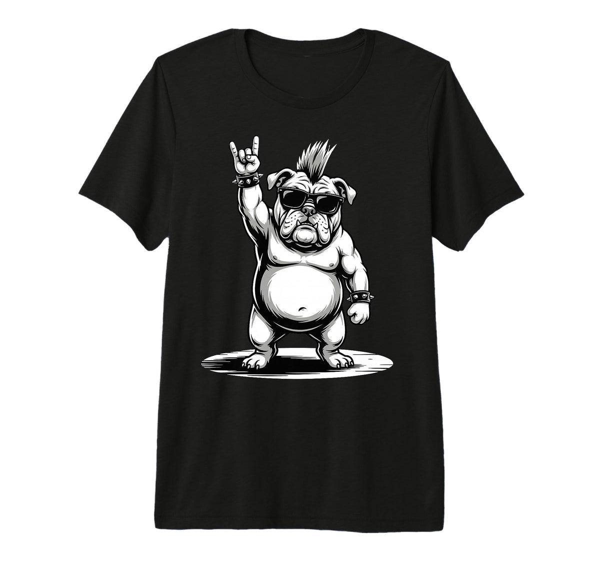 Funny Bulldog Loving Rock And Roll T-Shirt - Fun Novelty Design Men Women