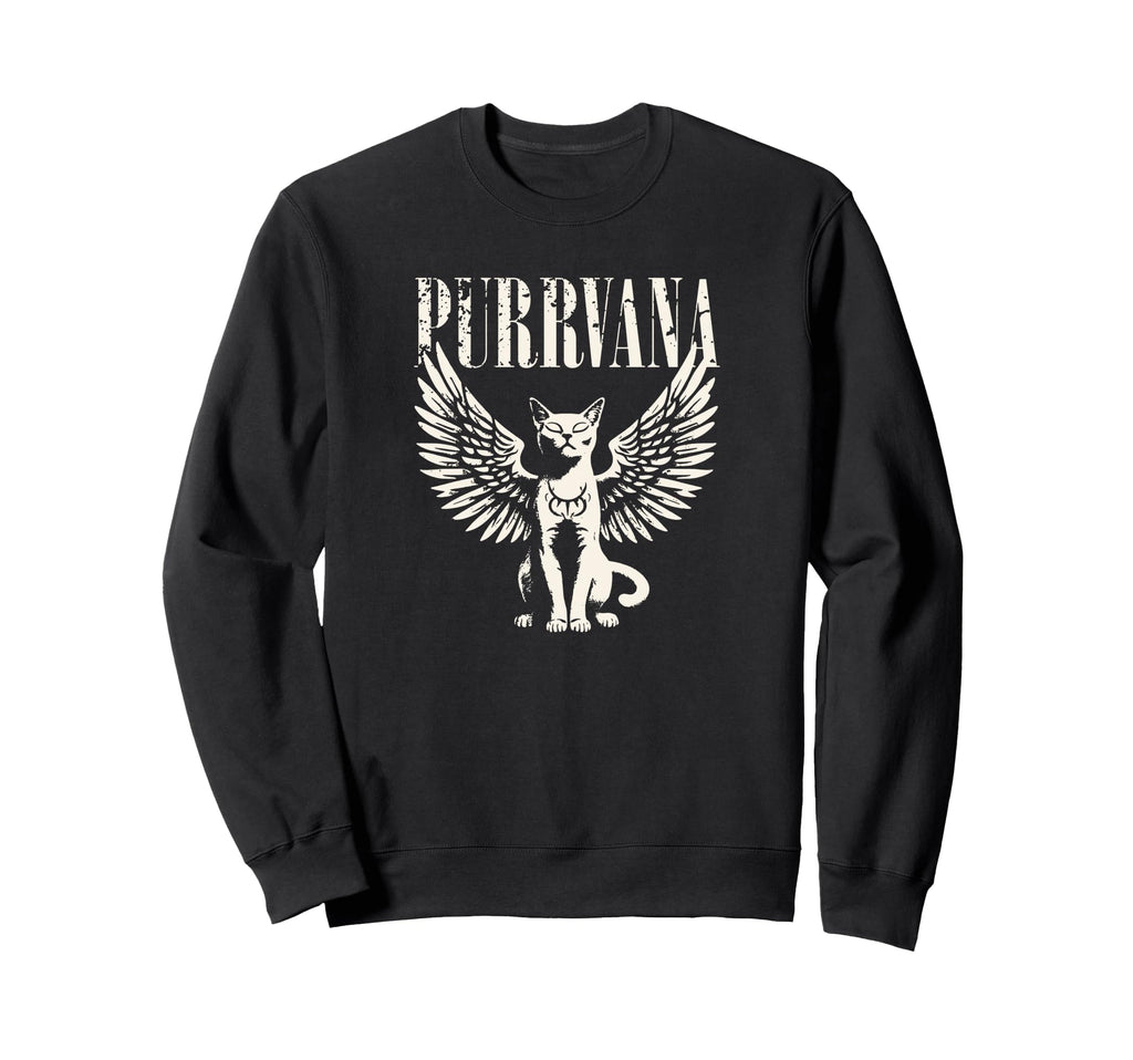Purrvana Funny Cat Parody 90S Sweatshirt - Custom Art Print Men Women