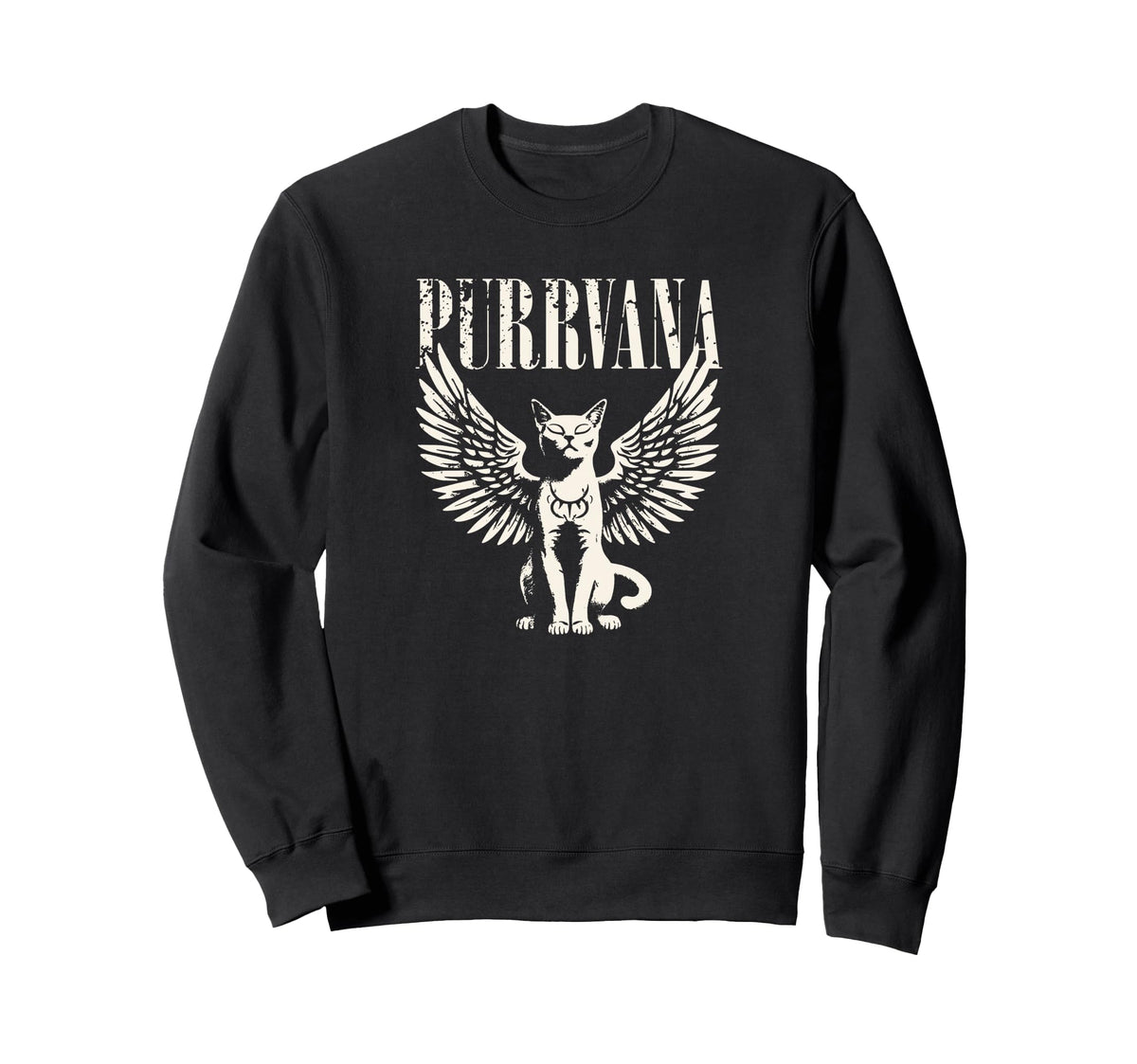 Purrvana Funny Cat Parody 90S Sweatshirt - Custom Art Print Men Women