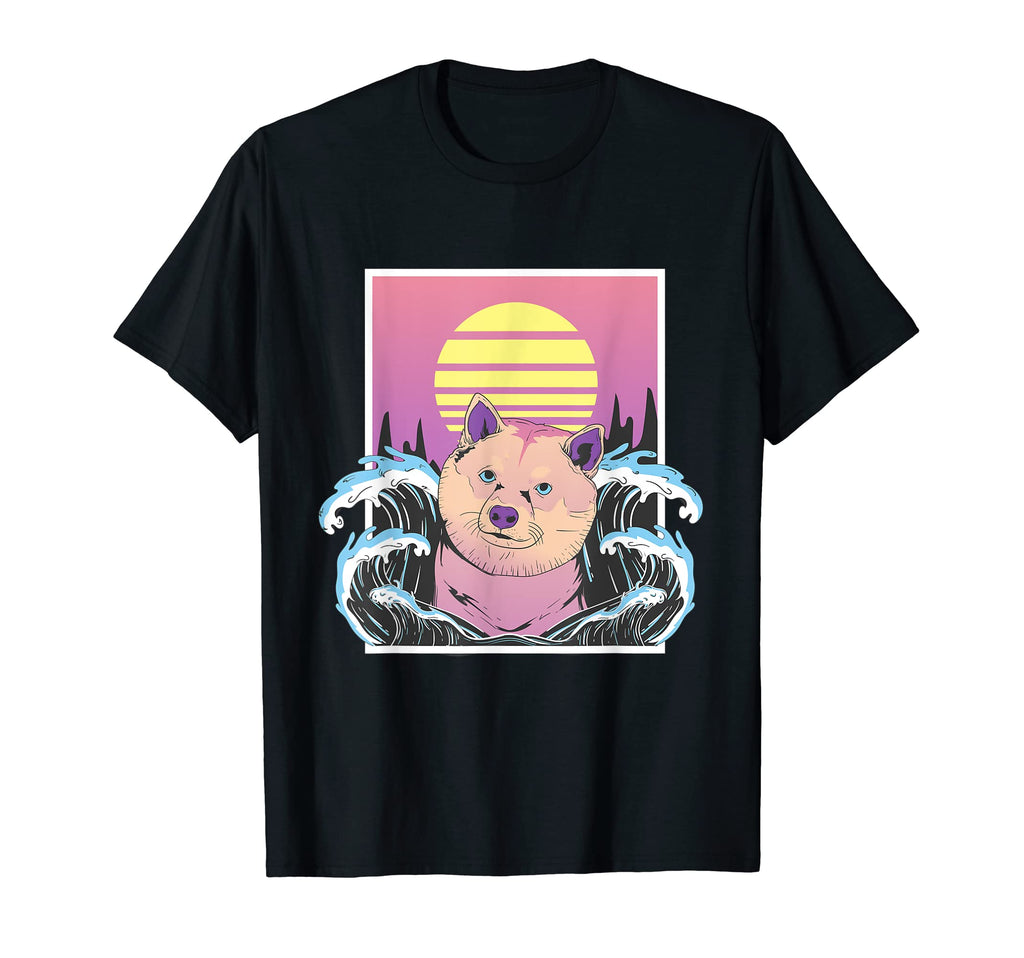 Shiba Inu Dog Soft Vaporwave T-Shirt - Casual Everyday Wear Men Women