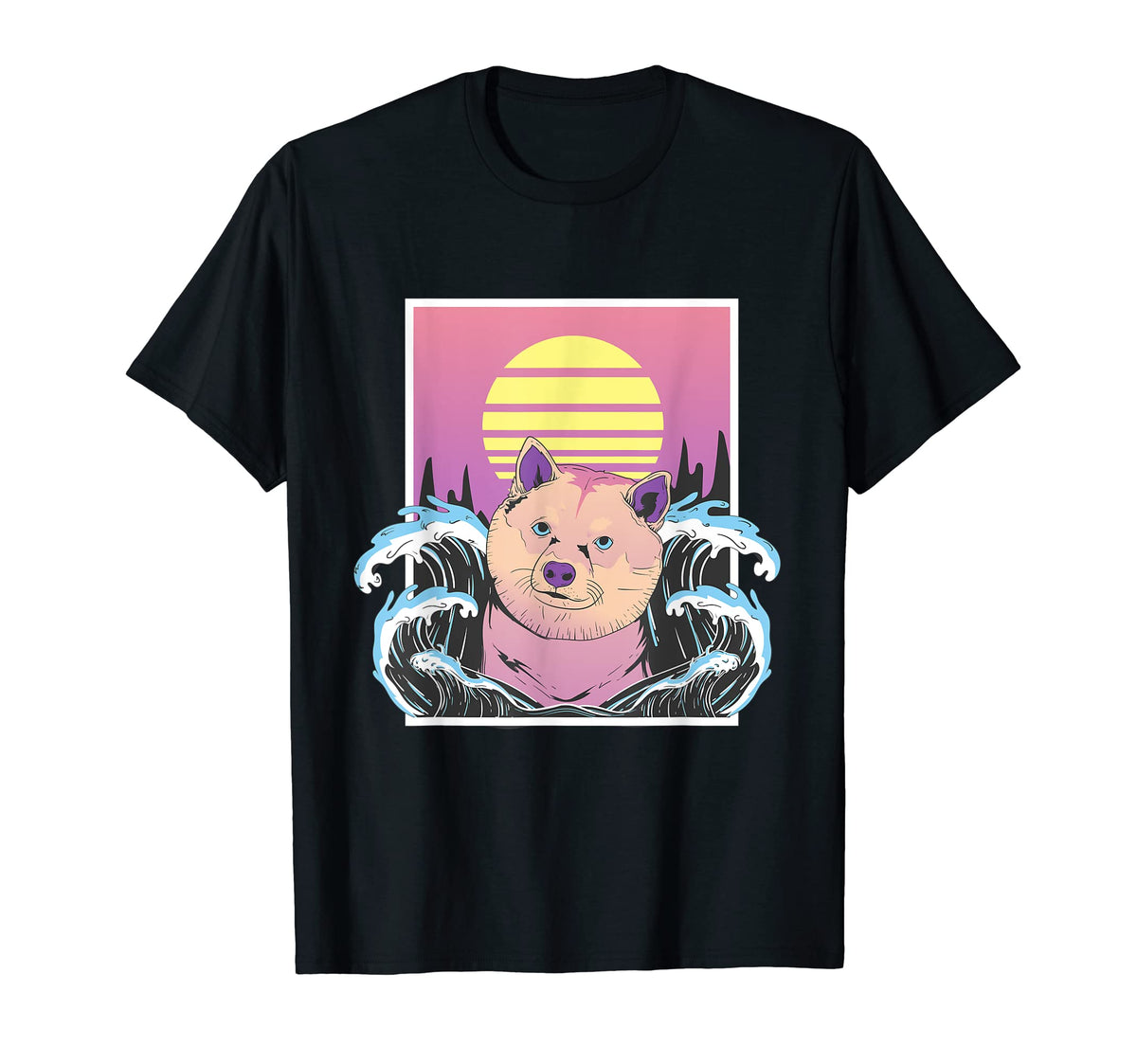 Shiba Inu Dog Soft Vaporwave T-Shirt - Casual Everyday Wear Men Women