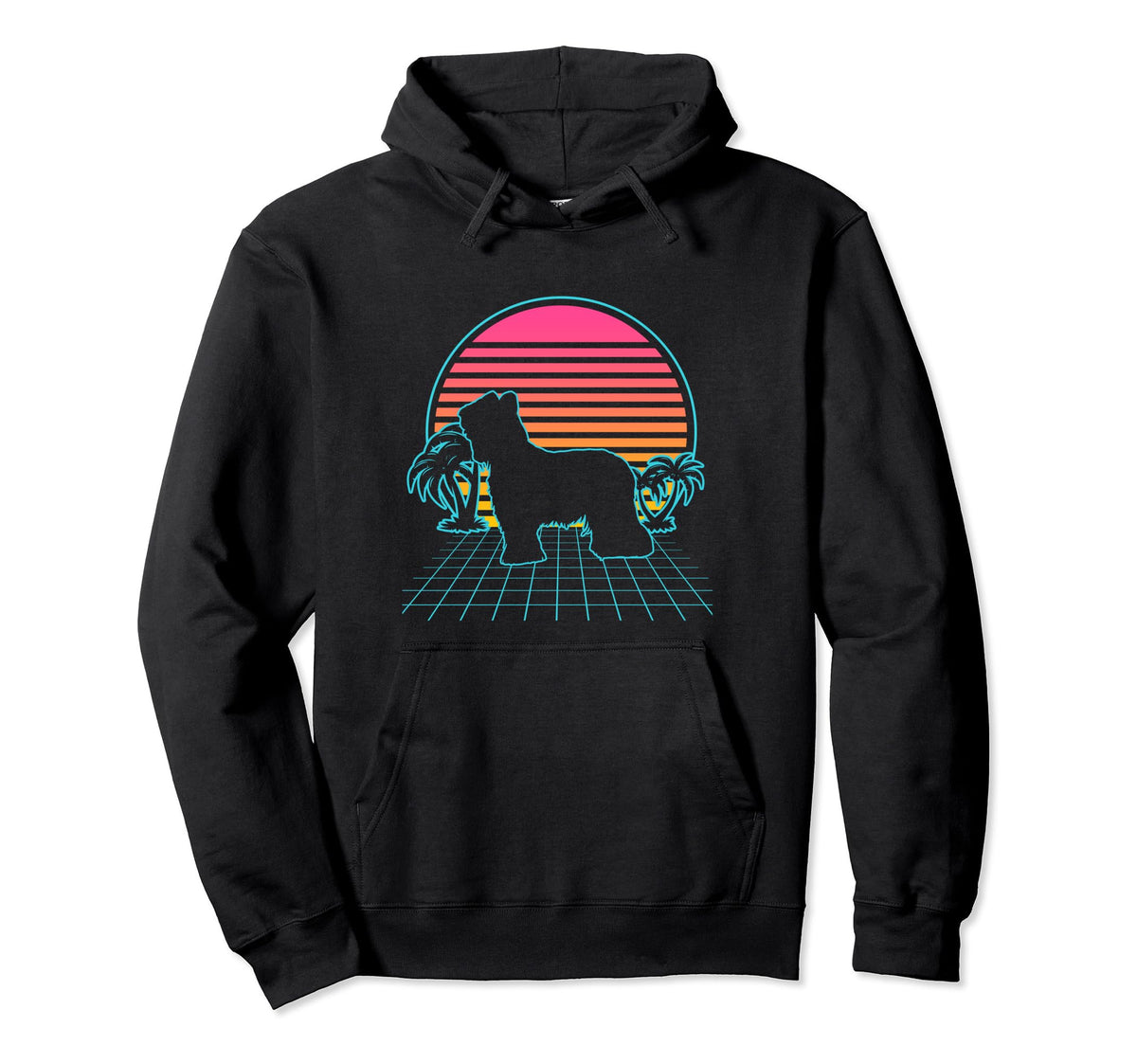Briard Dog 80S Vaporwave Aesthetic Puppy Hoodie - Trendy Graphic Unisex