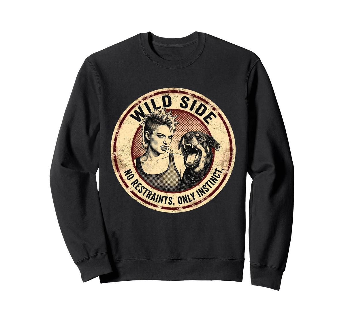 Punk And Dog 90S Grunge Badge Sweatshirt - Aesthetic Graphic for Adults