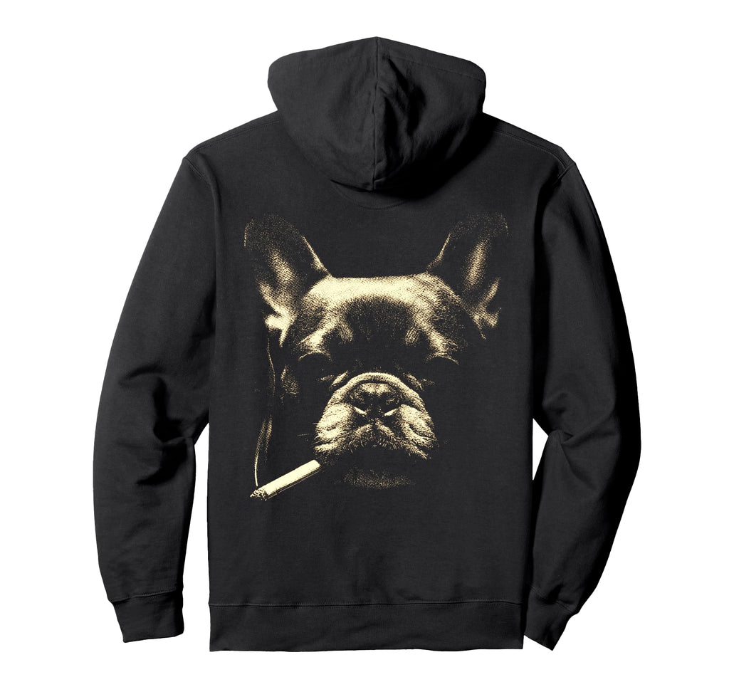 French Bulldog Smoking Cigarette Grunge Hoodie - Unique Graphic for Adults