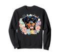 Rottweiler Dog Floral Flowers Boho Sweatshirt - Graphic Print for Adults