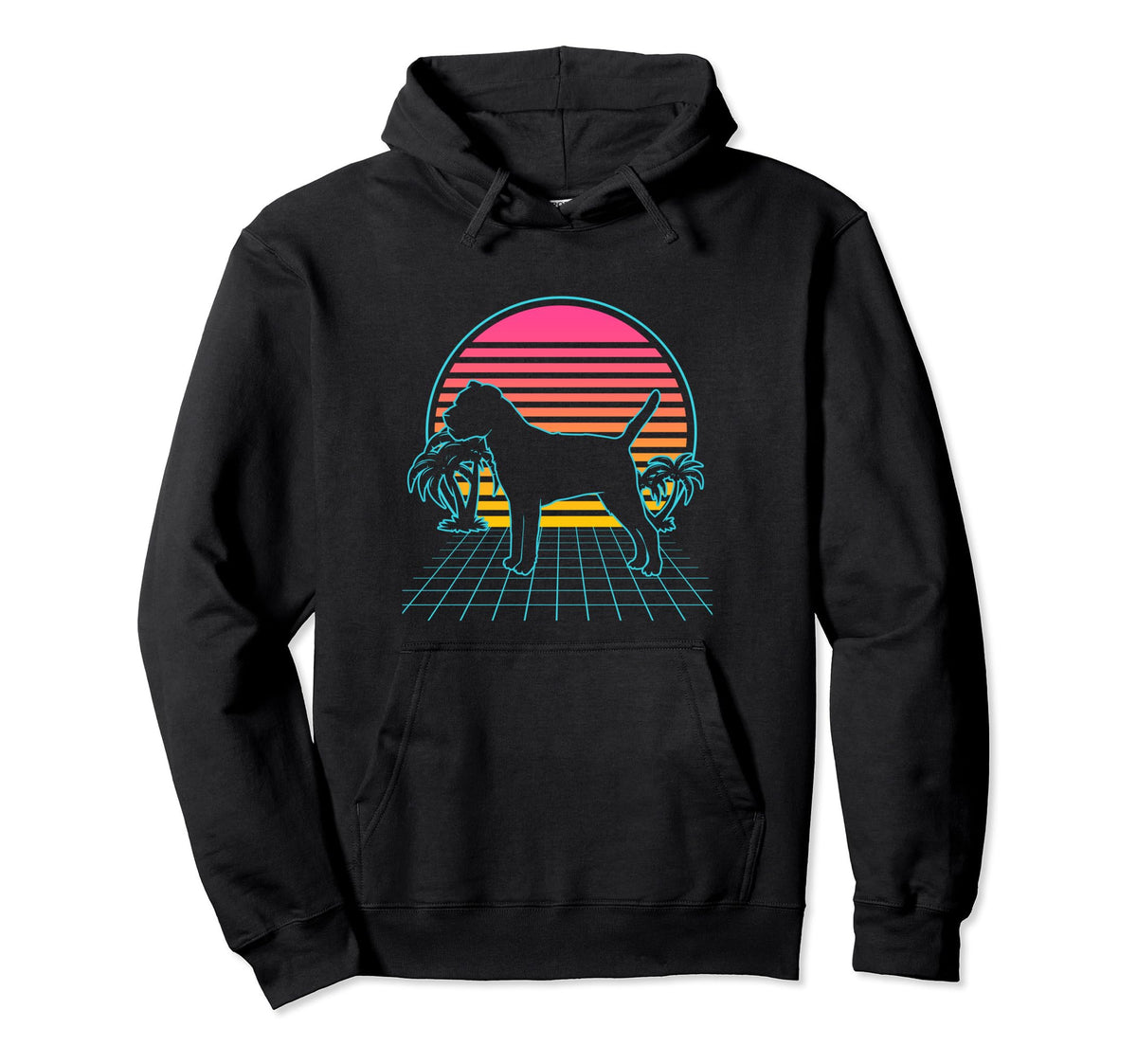 Border Terrier Dog 80S Vaporwave Hoodie - Streetwear Style Unisex