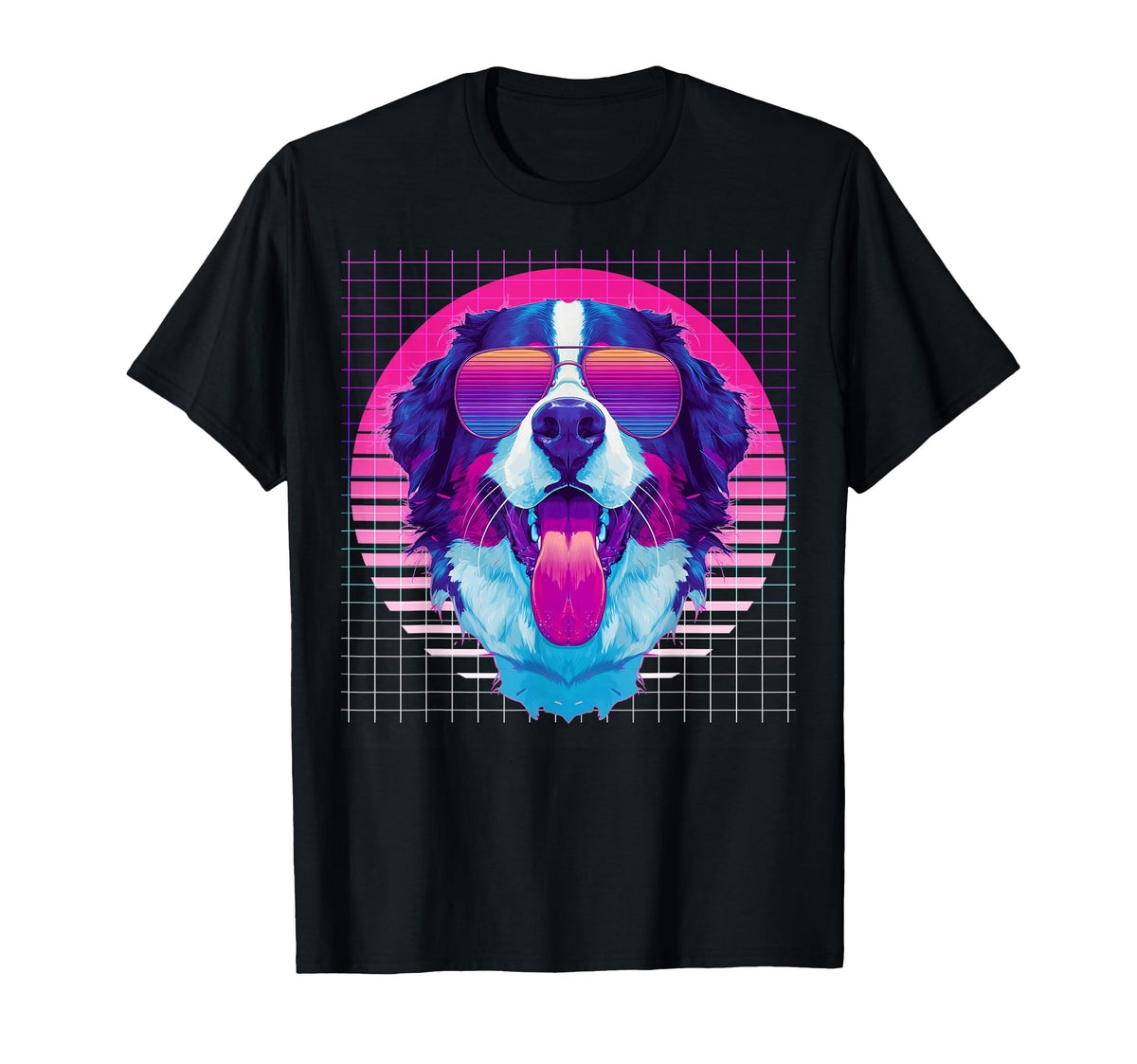 Bernese Mountain Dog Sunglasses T-Shirt - Custom Art Print Unisex