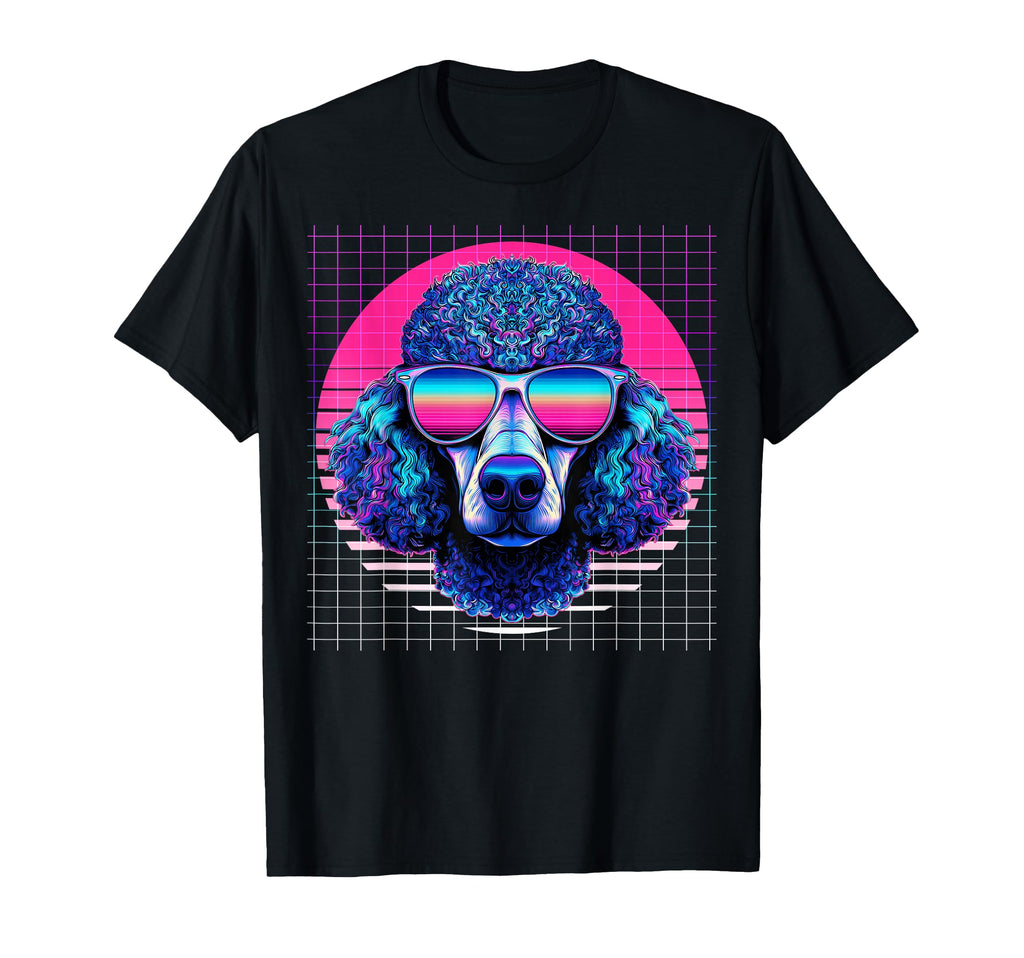 Poodle Sunglasses Dog Vaporwave T-Shirt - Fun Novelty Design for Adults
