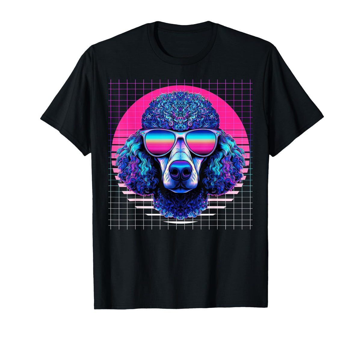 Poodle Sunglasses Dog Vaporwave T-Shirt - Fun Novelty Design for Adults