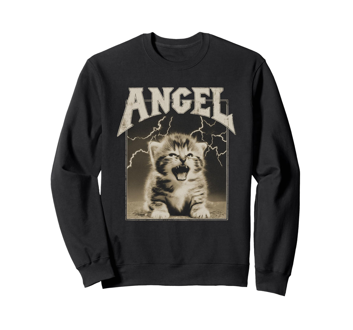 Y2K Cat Silly Angel 90S 2000S Grunge Sweatshirt - Trendy Graphic for Adults