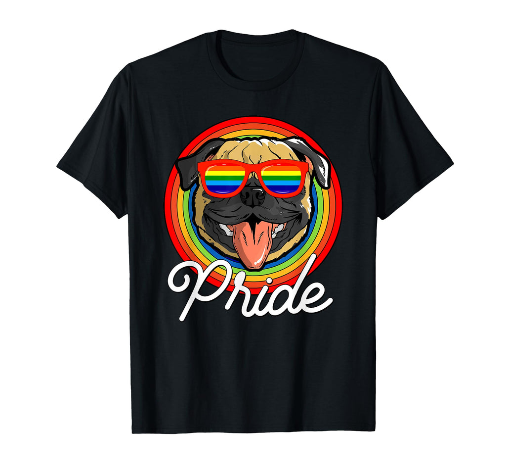 Pug Lgbt Pride Dog Rainbow Sunglasses T-Shirt - Trendy Graphic for Adults