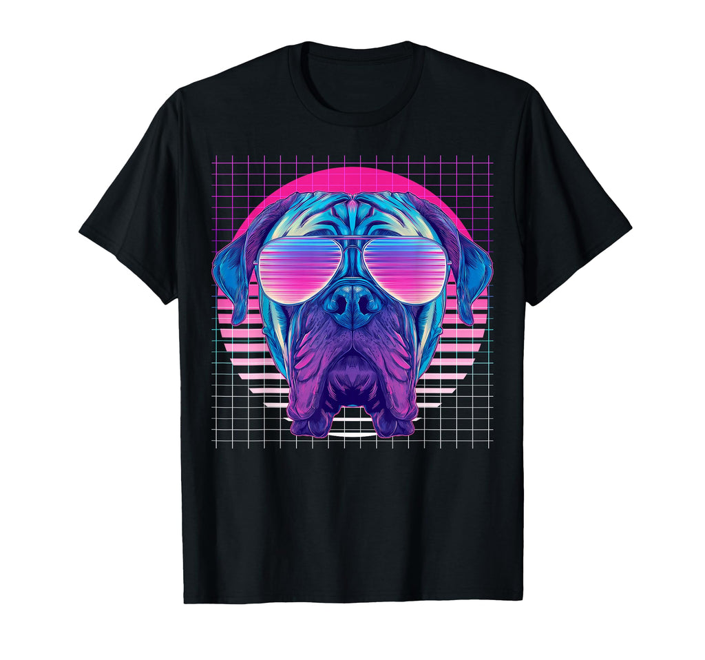 Bullmastiff Sunglasses Dog Vaporwave T-Shirt - Streetwear Style for Adults