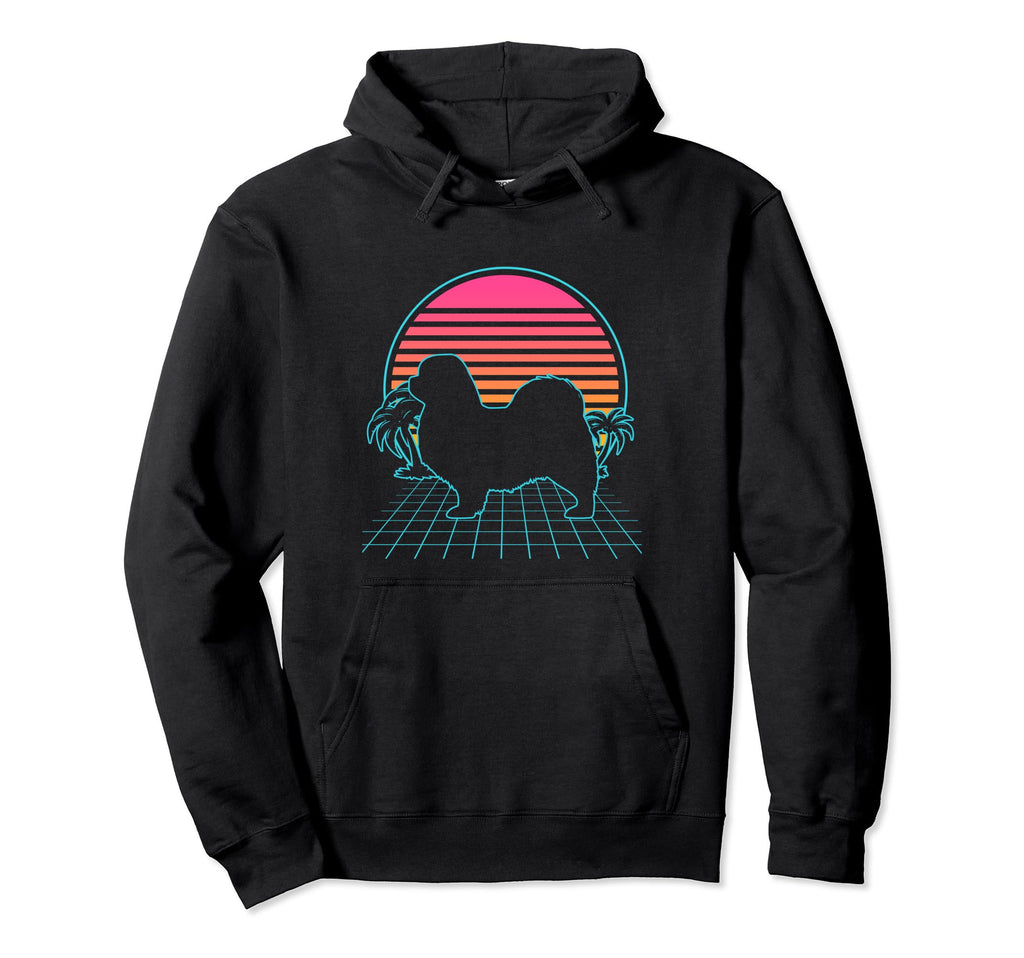 Tibetan Spaniel 80S Vaporwave Aesthetic Dog Hoodie - Trendy Graphic Unisex