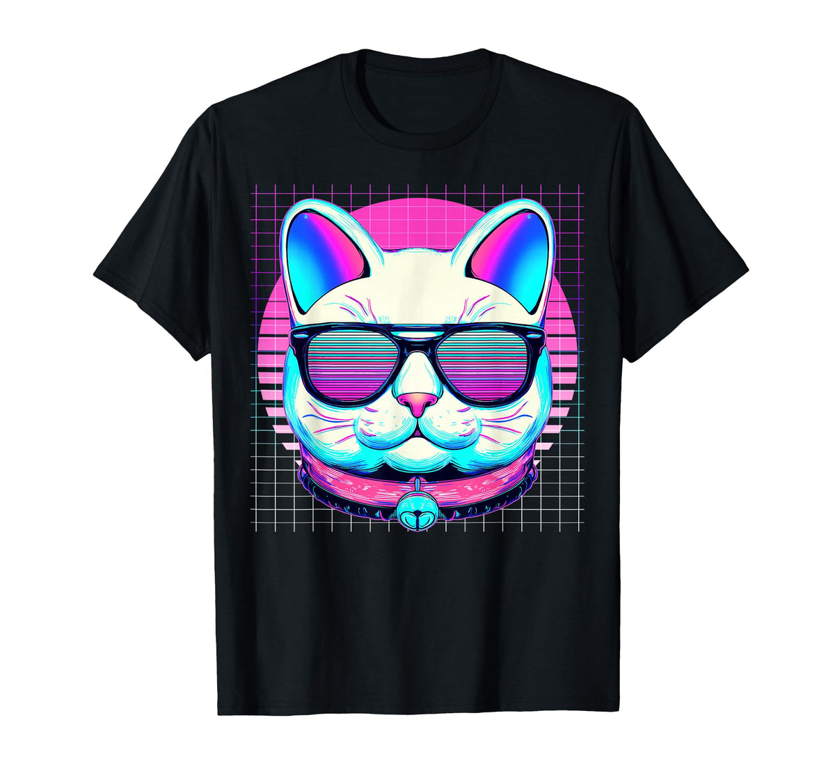 Maneki Neko Sunglasses Japanese Cat T-Shirt - Graphic Print Men Women