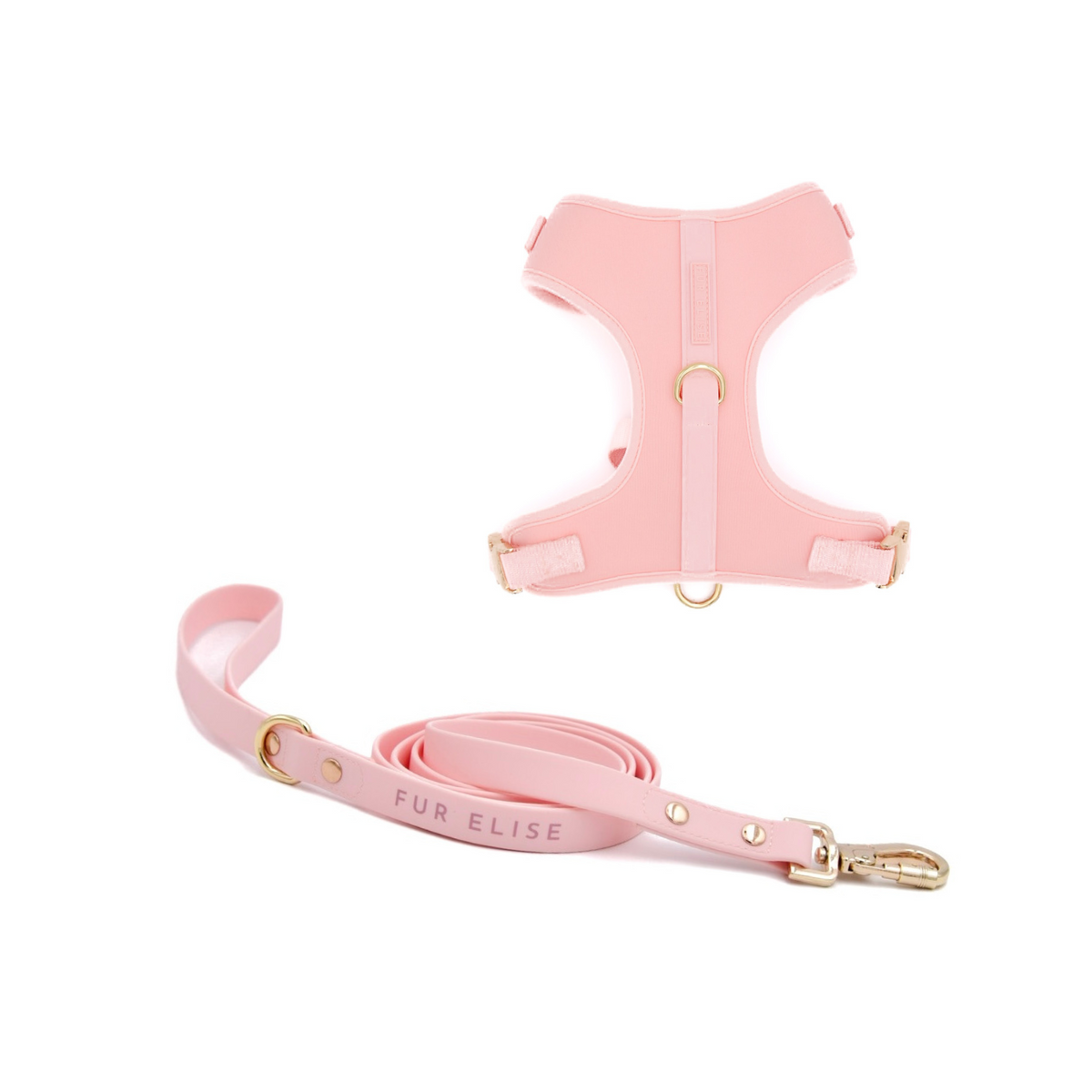 Fur Elise Dog Harness & Leash Set - Rose — included set components